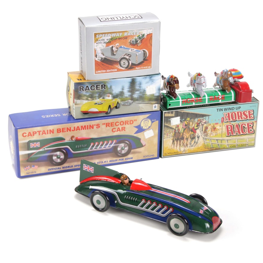 Schylling Tin Toy Race Cars and Horse Race