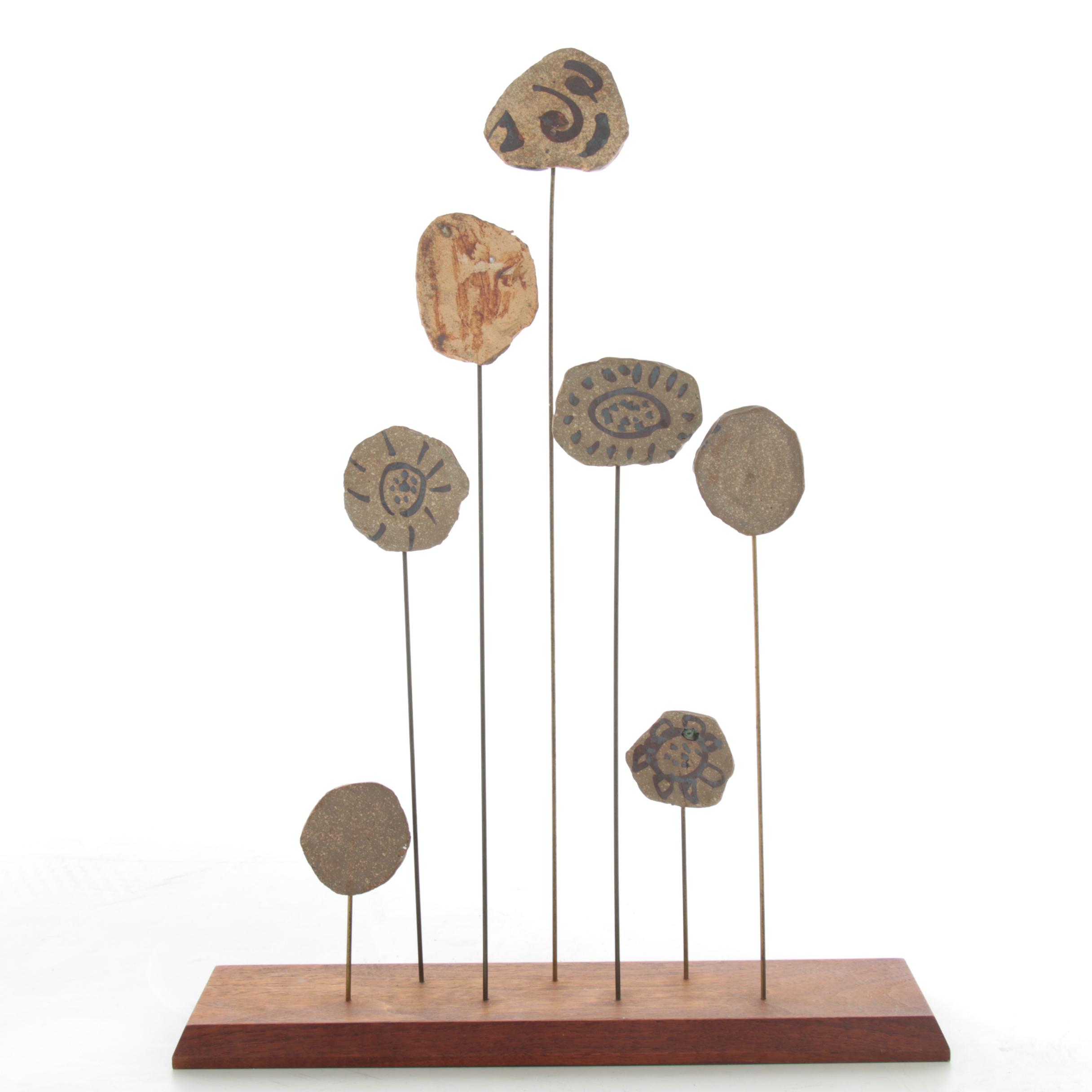 Winifred Cole Stoneware and Metal Kinetic Sculpture
