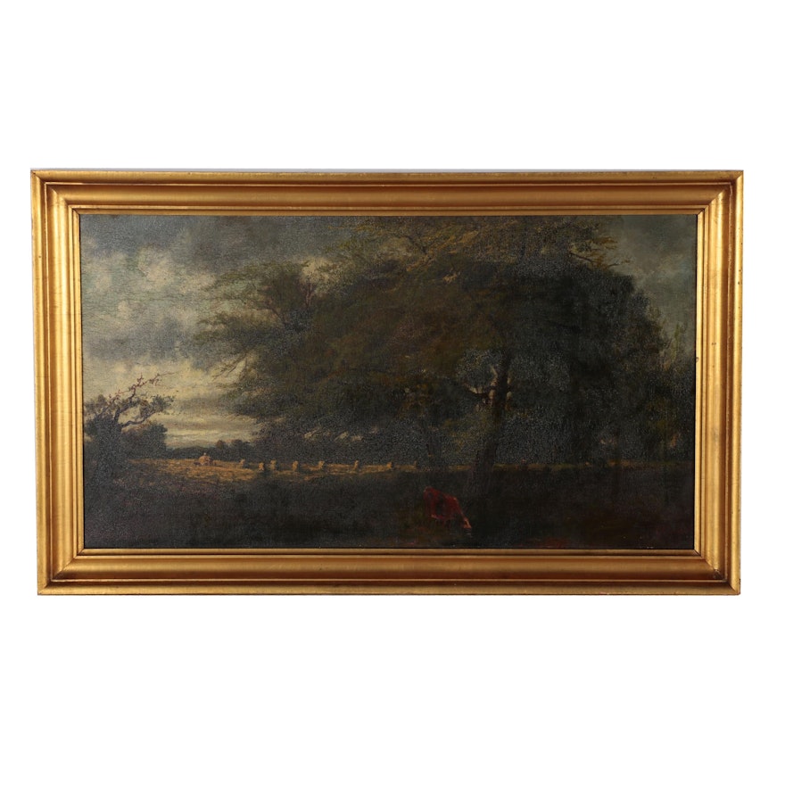Benjamin Tryon Oil Painting of Pastoral Landscape, 19th Century