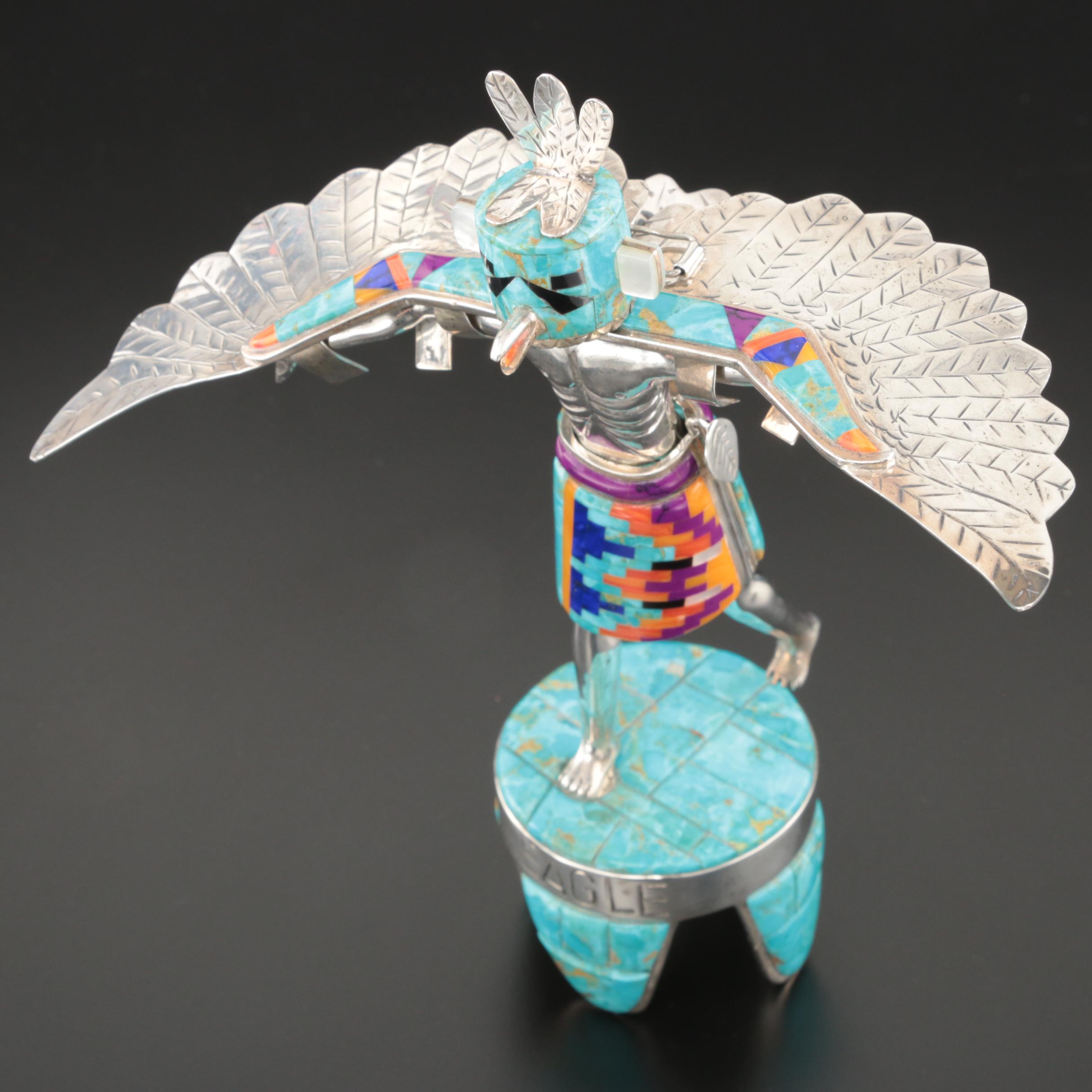David R. Freeland, Jr. Sterling Silver and Stone Kachina Figure "Eagle"