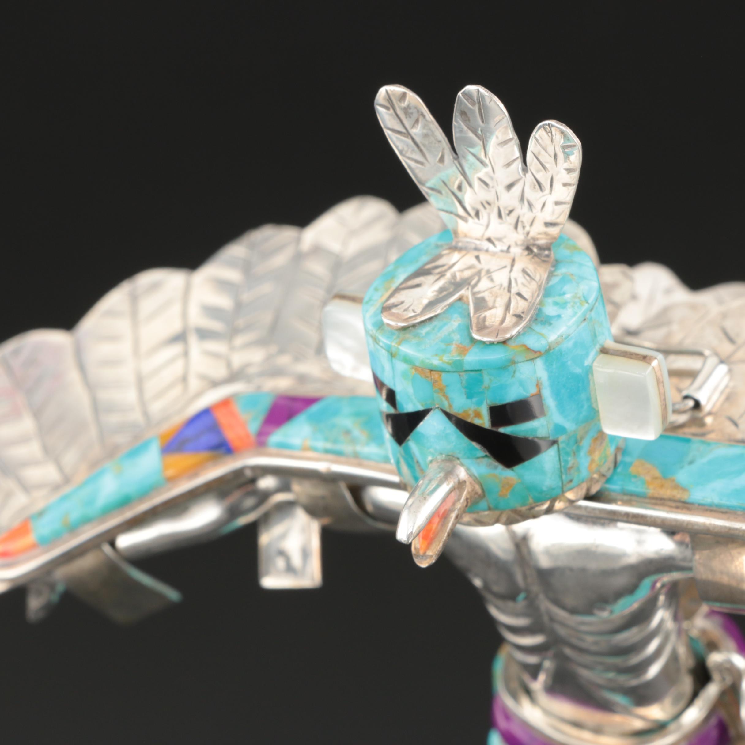 David R. Freeland, Jr. Sterling Silver and Stone Kachina Figure "Eagle"