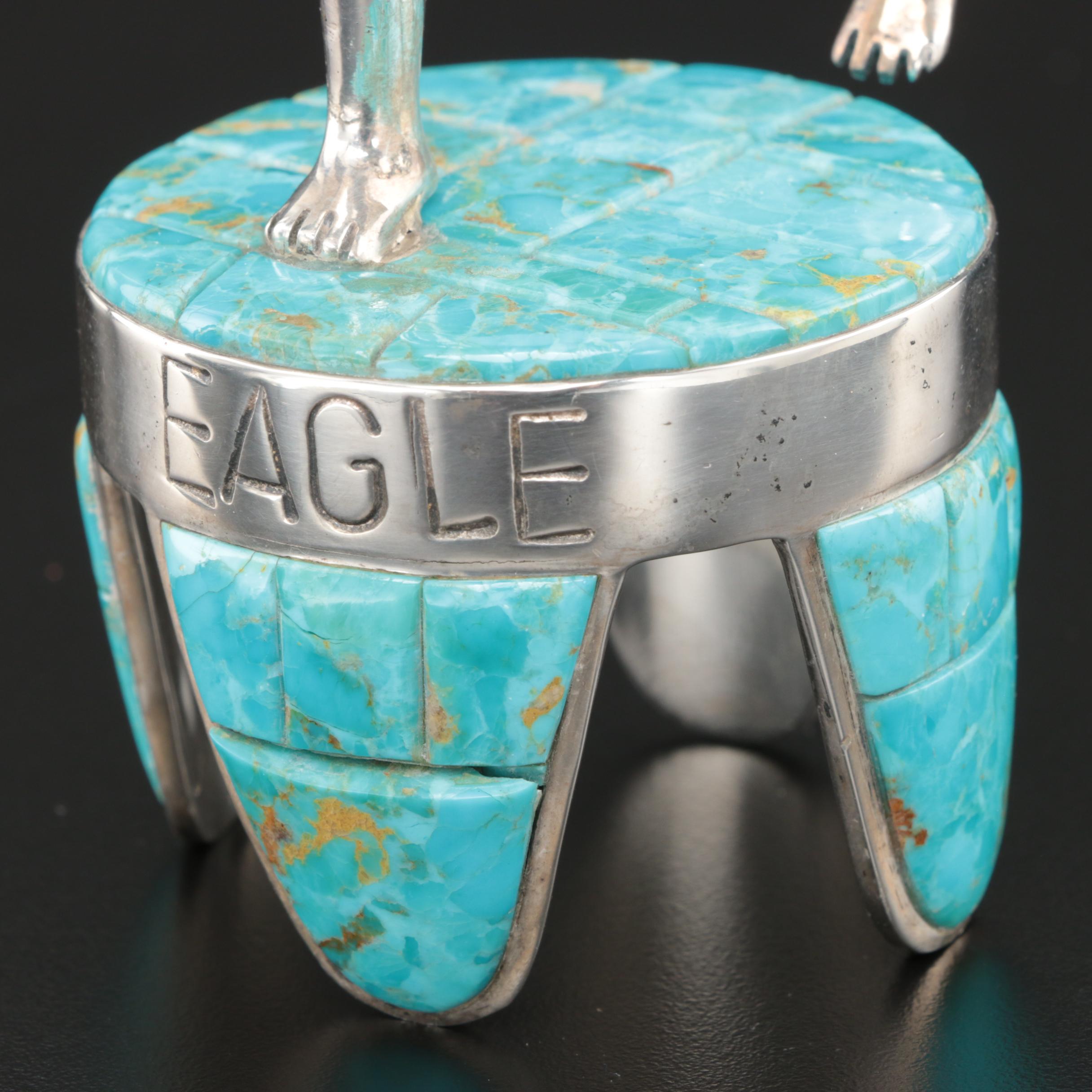 David R. Freeland, Jr. Sterling Silver and Stone Kachina Figure "Eagle"