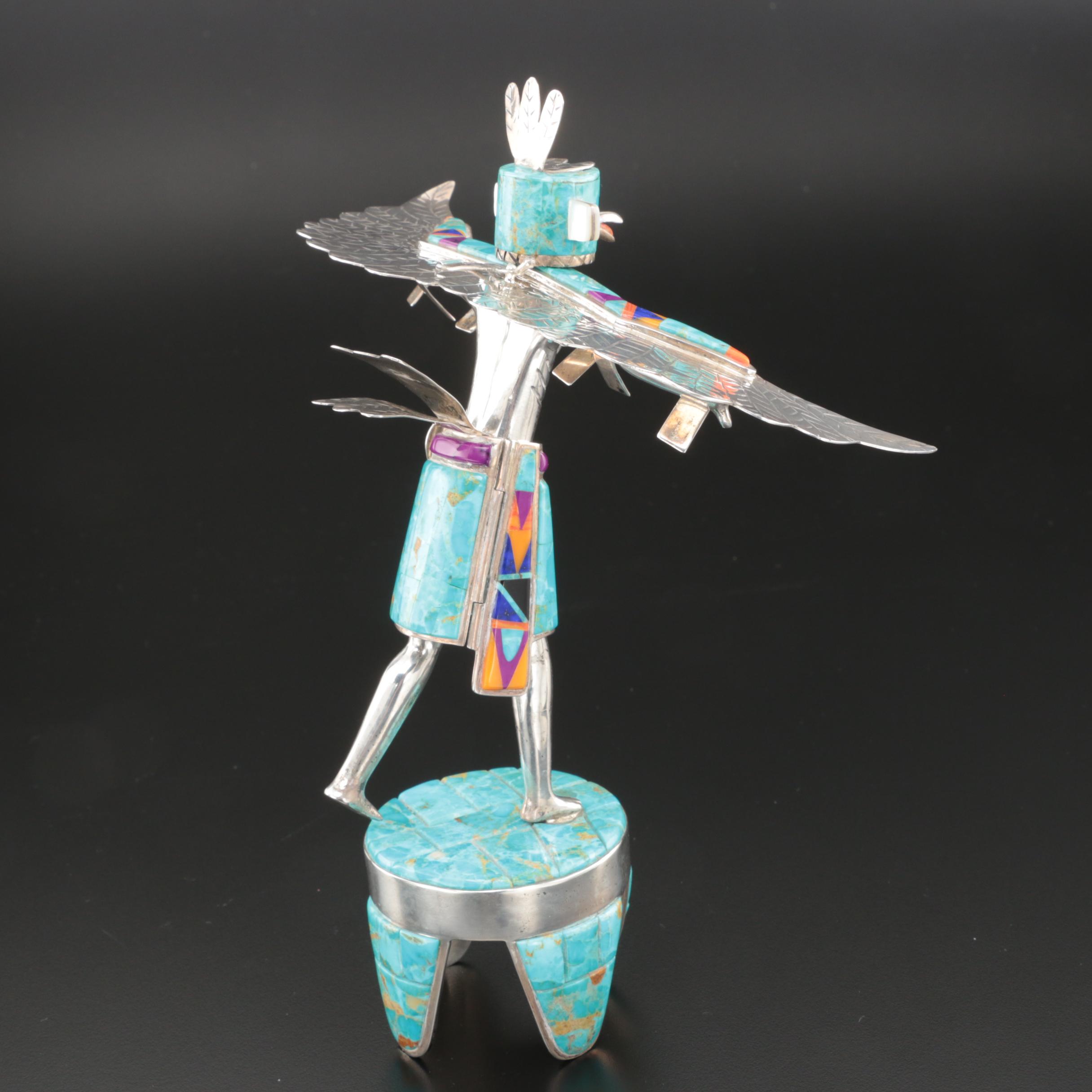 David R. Freeland, Jr. Sterling Silver and Stone Kachina Figure "Eagle"