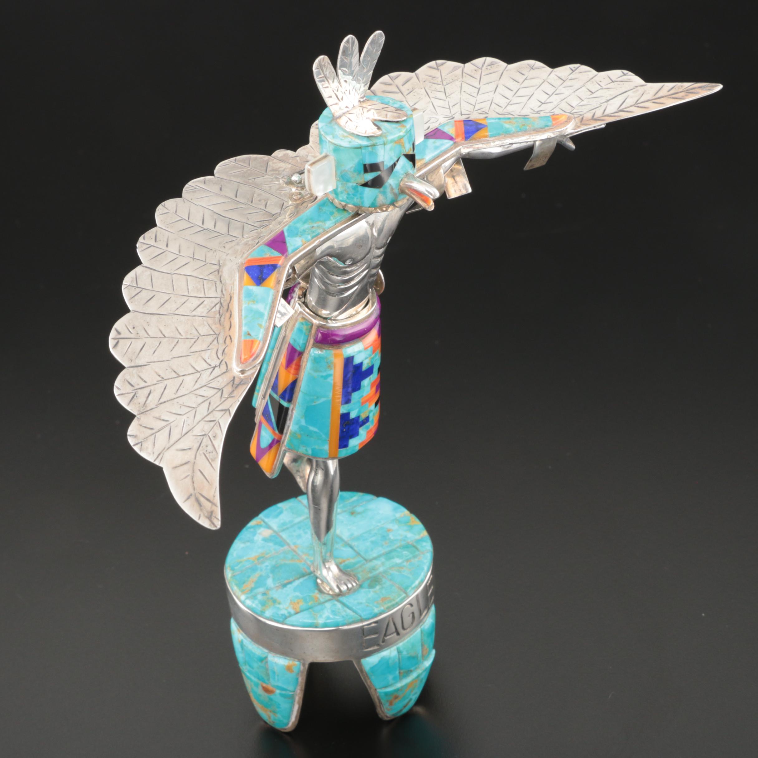 David R. Freeland, Jr. Sterling Silver and Stone Kachina Figure "Eagle"