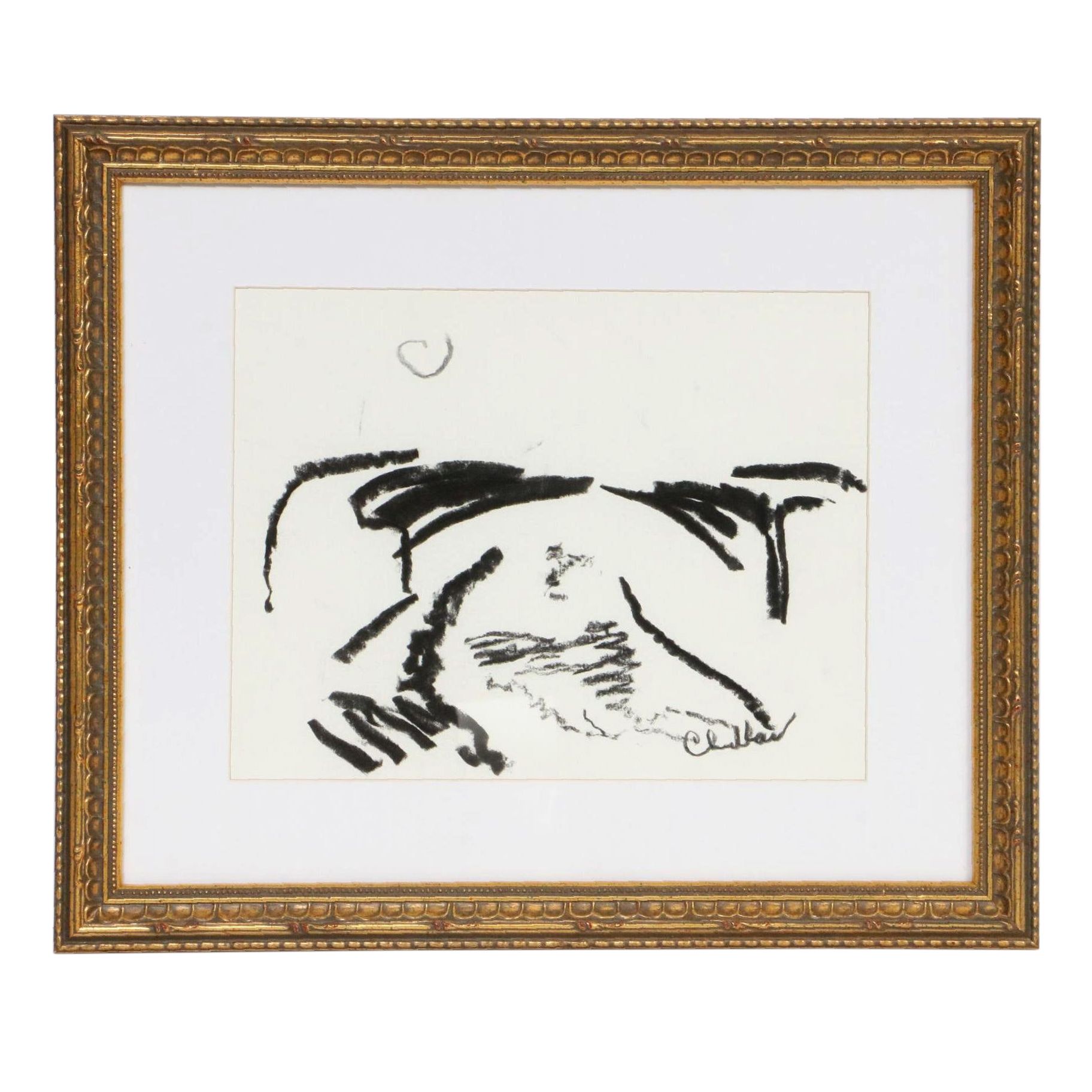 Paul Chidlaw Abstract Charcoal Drawing, Mid to Late 20th Century