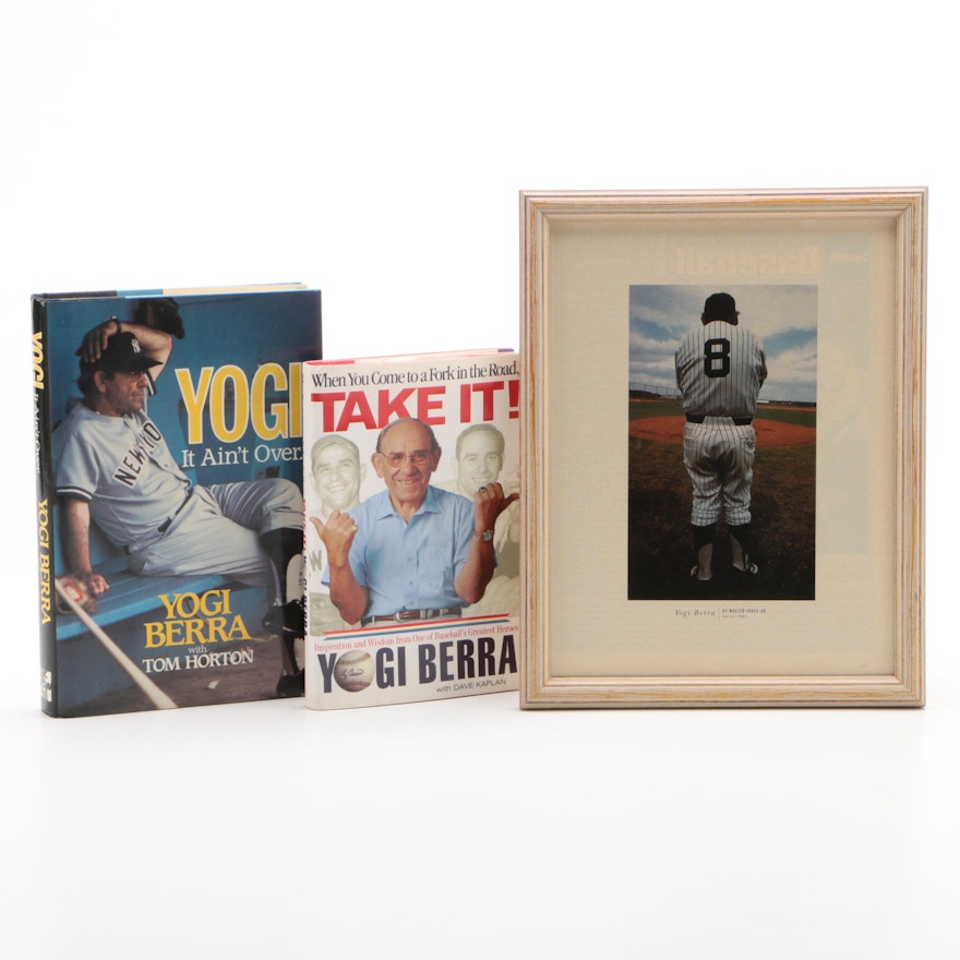 Yogi Berra Books with Framed Picture