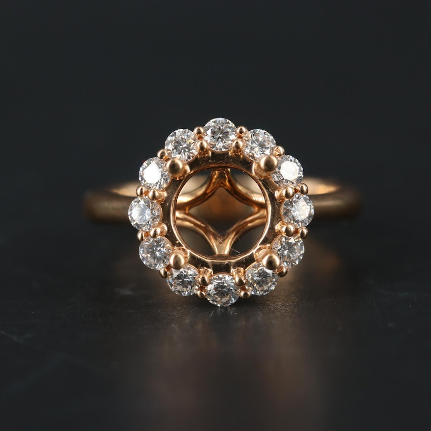 18K Rose Gold Diamond Semi-Mount Ring