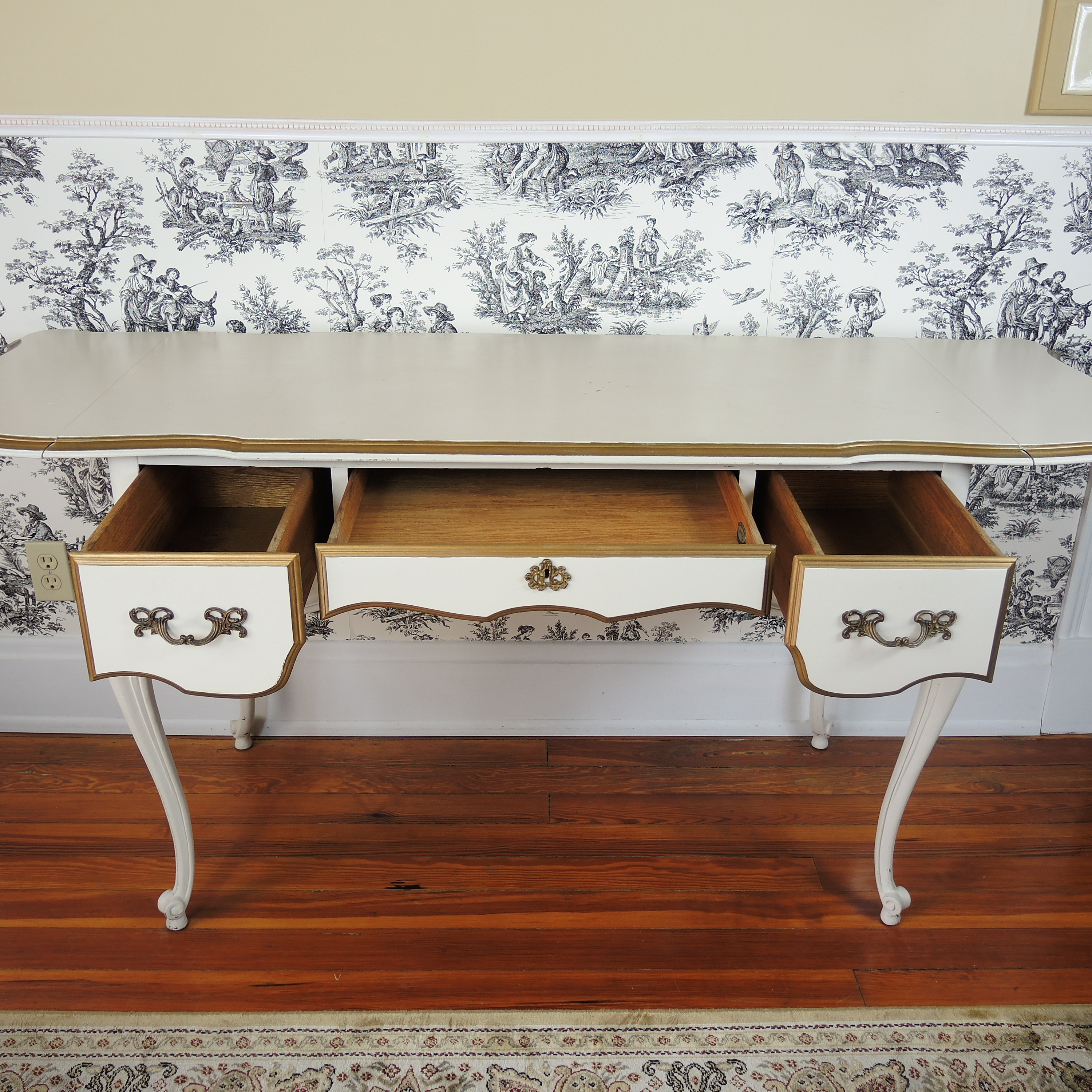 Brandt French Provincial Style, Drop Leaf Writing Desk, Mid to Late 20th Century