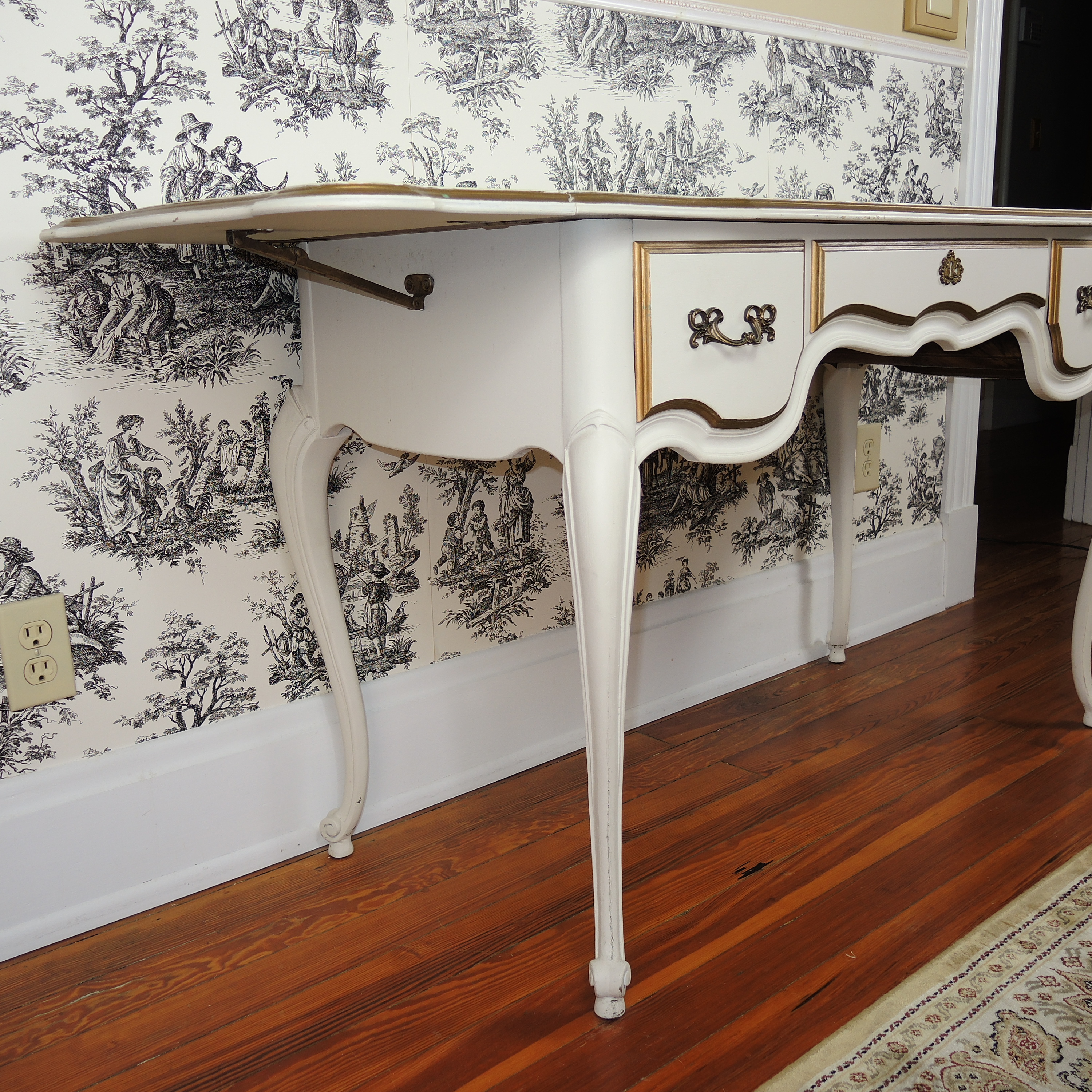 Brandt French Provincial Style, Drop Leaf Writing Desk, Mid to Late 20th Century