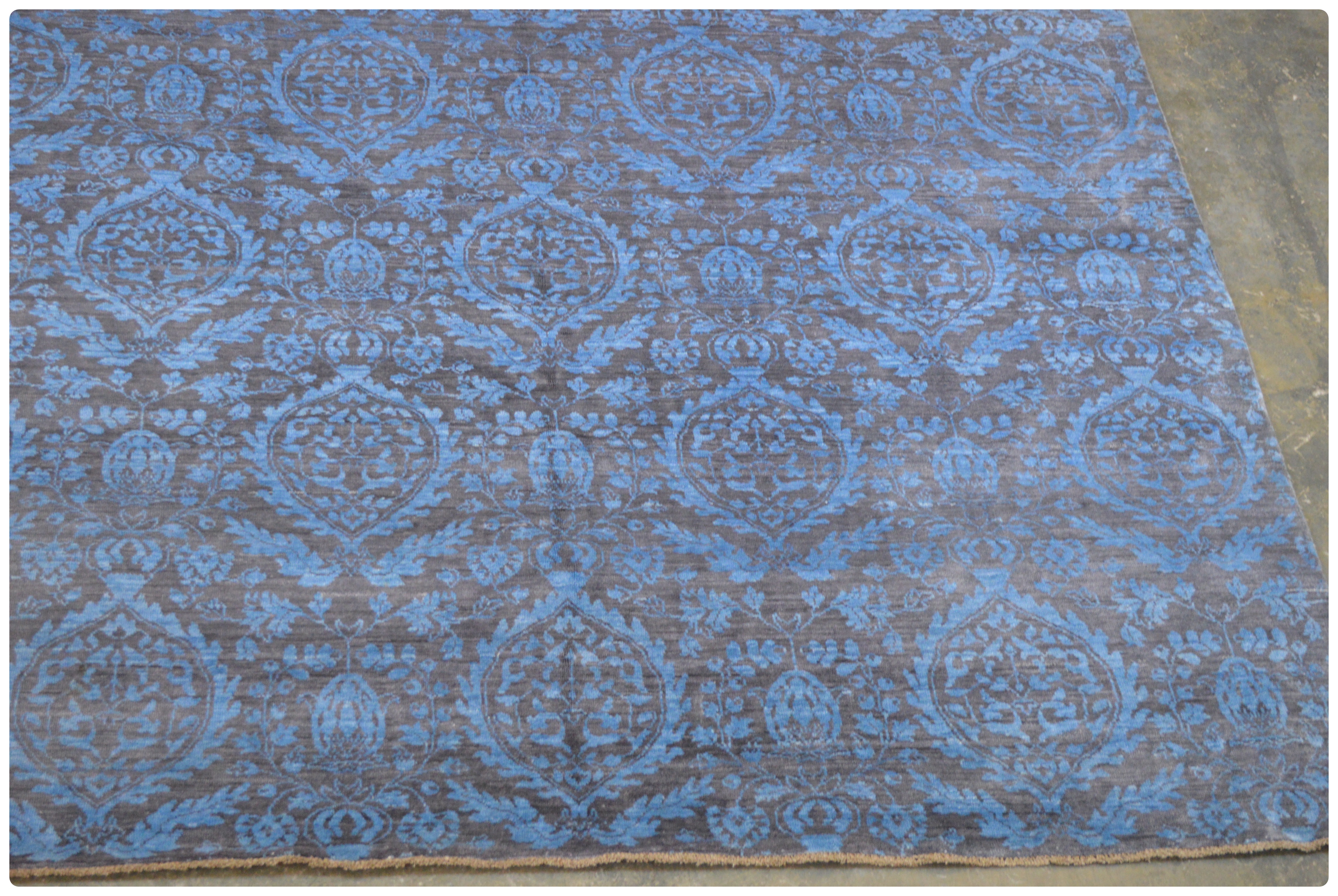 8' x 10' Hand-Knotted Indian Wool and Viscose Rug from The Rug Gallery