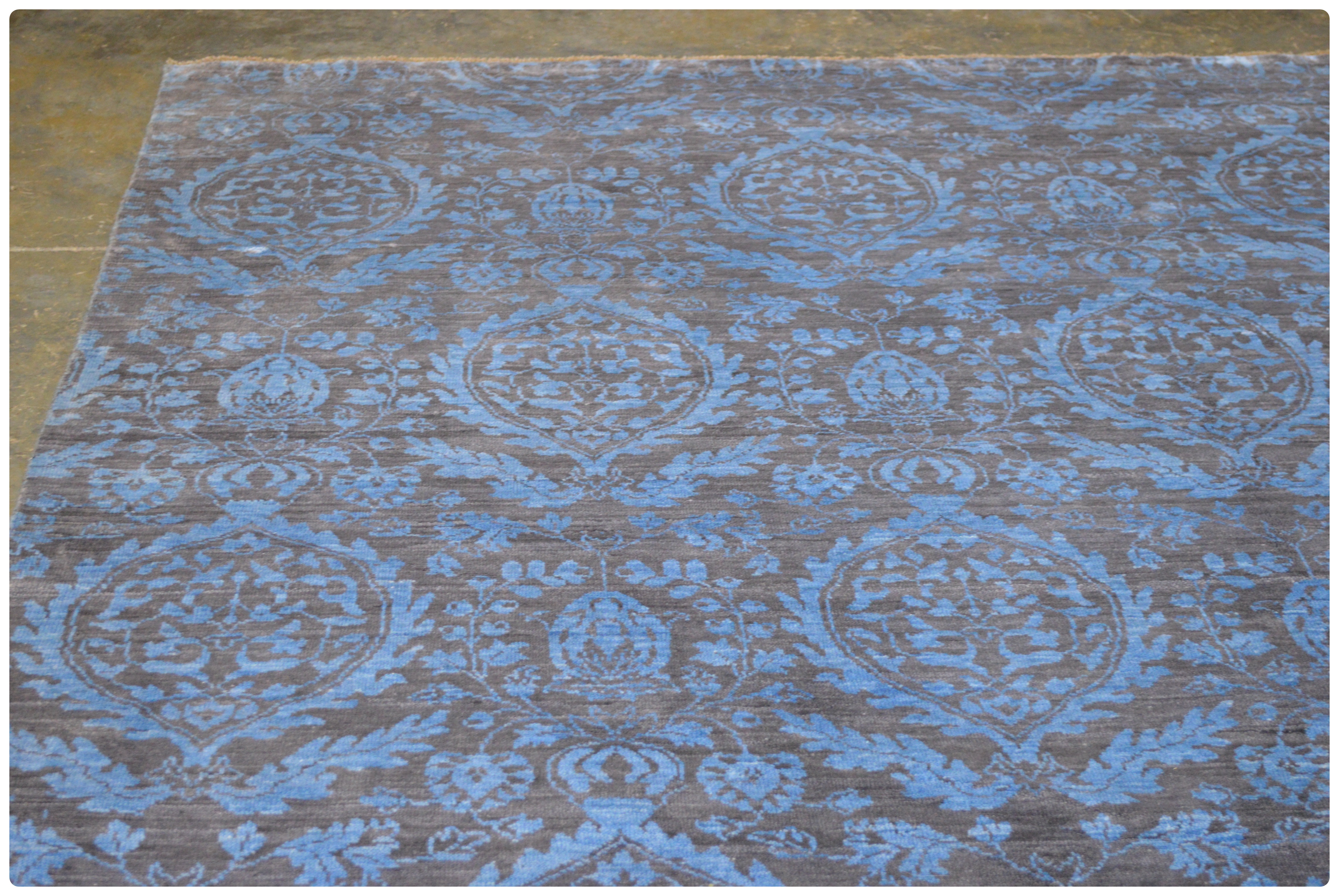 8' x 10' Hand-Knotted Indian Wool and Viscose Rug from The Rug Gallery