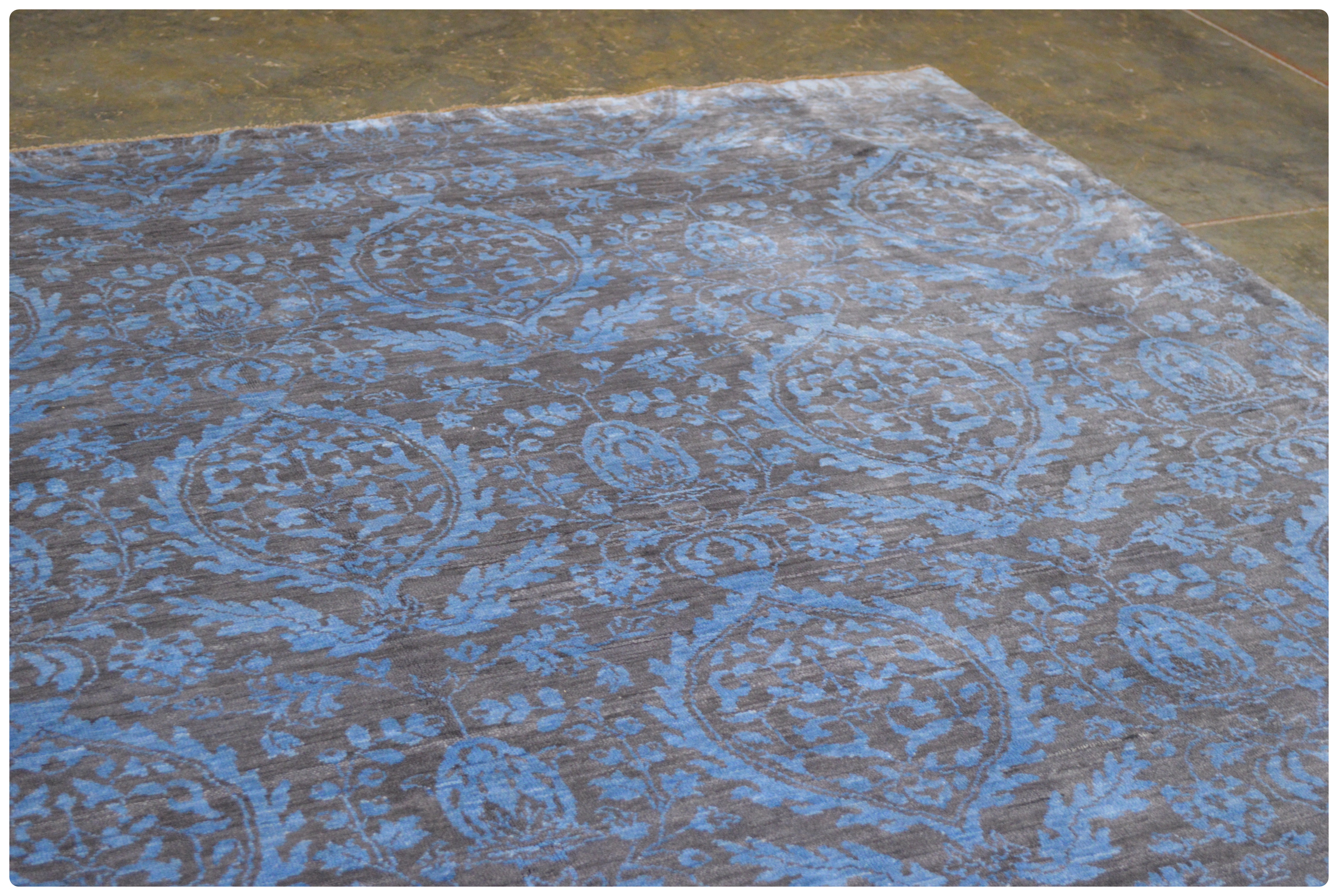 8' x 10' Hand-Knotted Indian Wool and Viscose Rug from The Rug Gallery