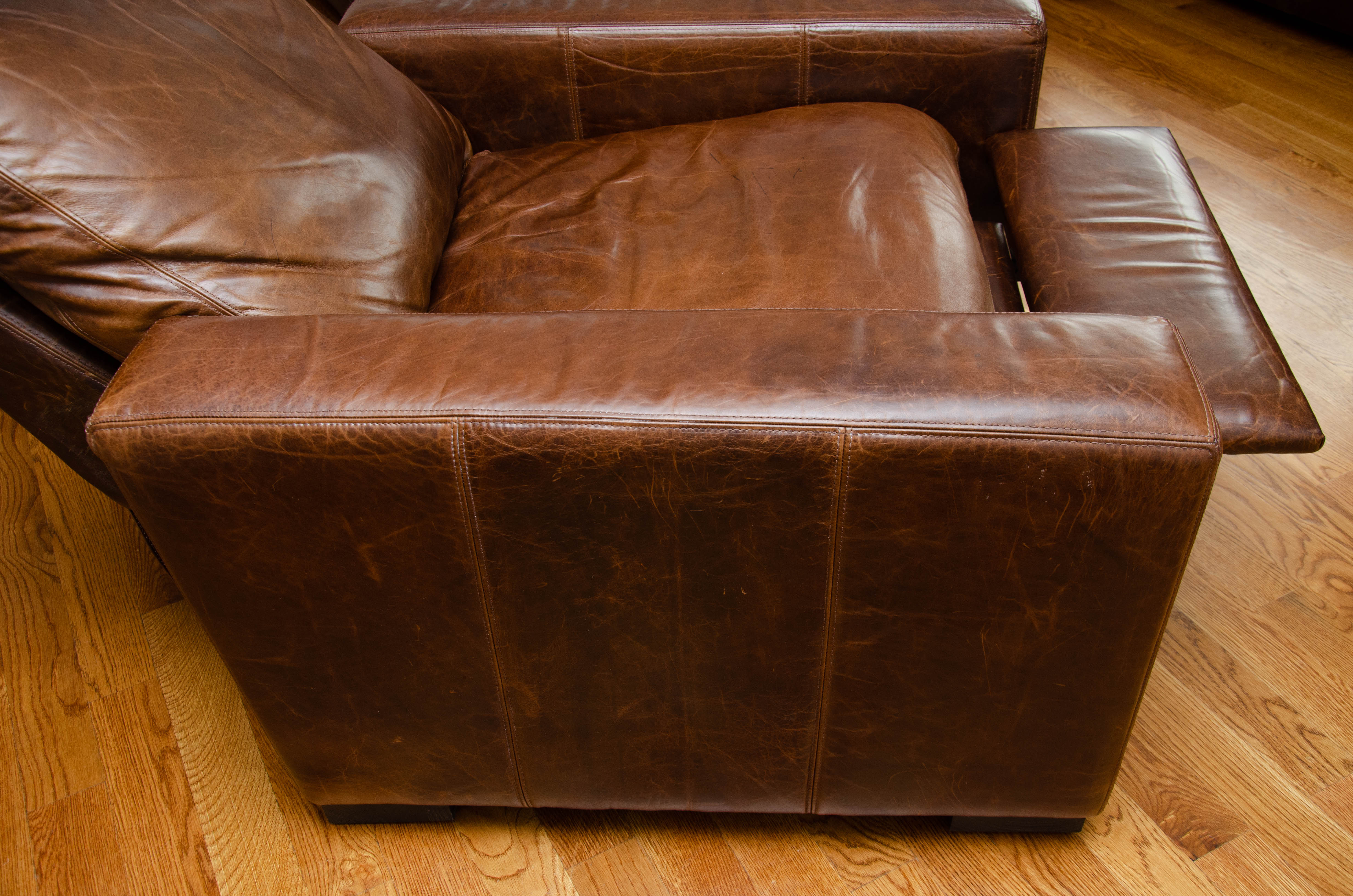 Restoration Hardware "Maxwell" Leather Recliner with Down-Filled Seat Cushions