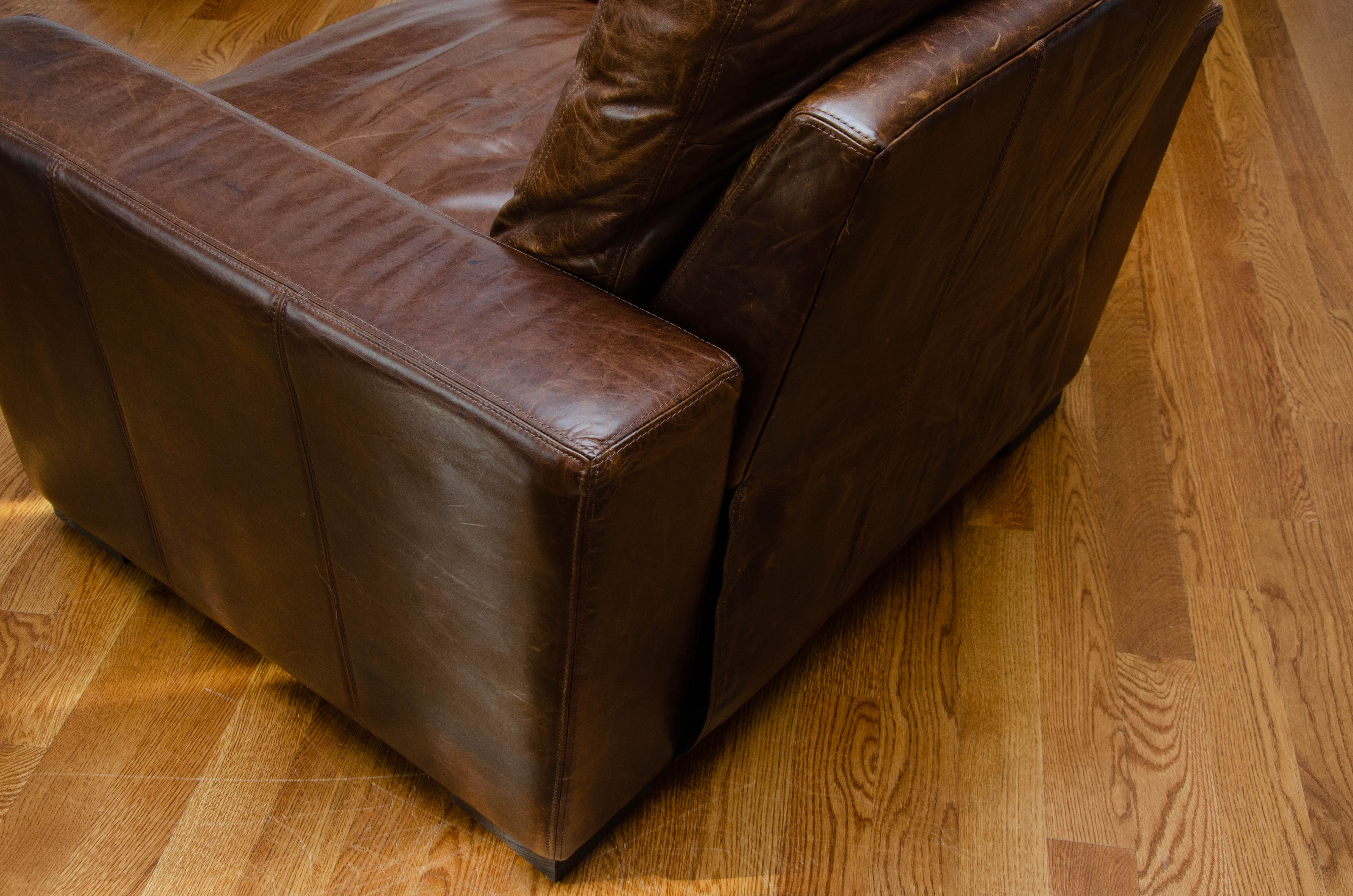 Restoration Hardware "Maxwell" Leather Recliner with Down-Filled Seat Cushions