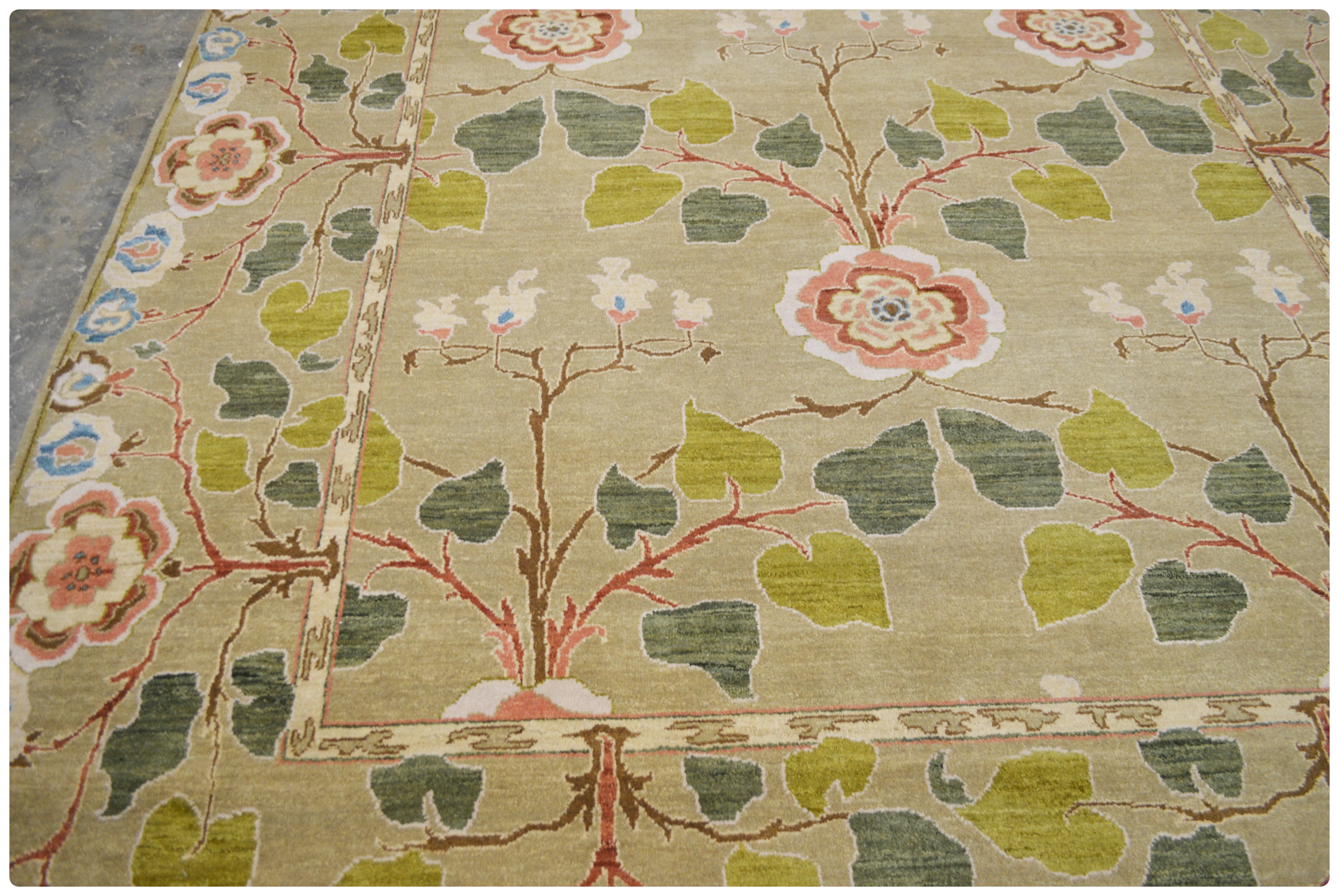 8' x 10' Hand-Knotted Indo-Persian Arts and Crafts Wool Rug from The Rug Gallery