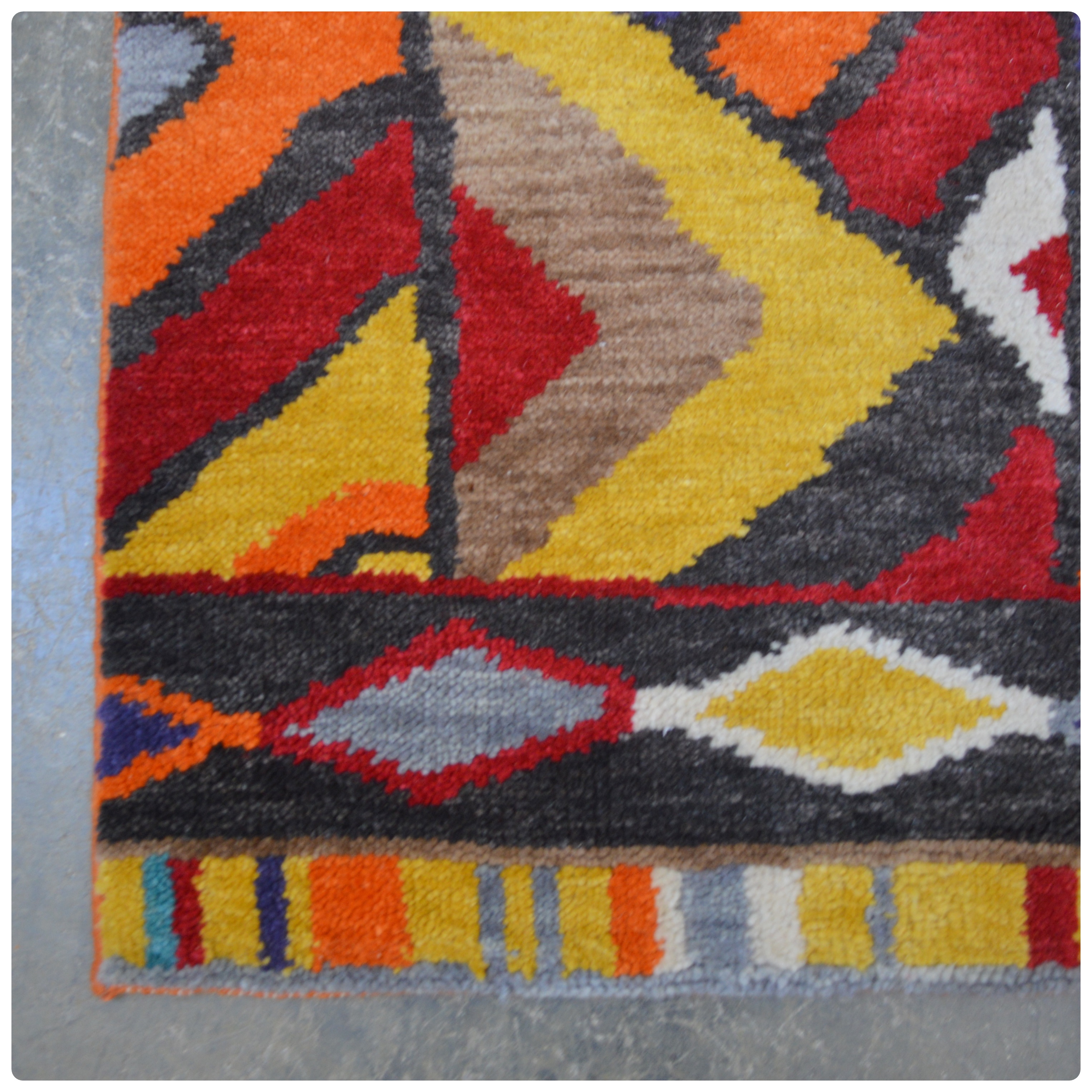 2'3 x 8' Hand-Knotted Indo-Persian Geometric Wool Runner from The Rug Gallery