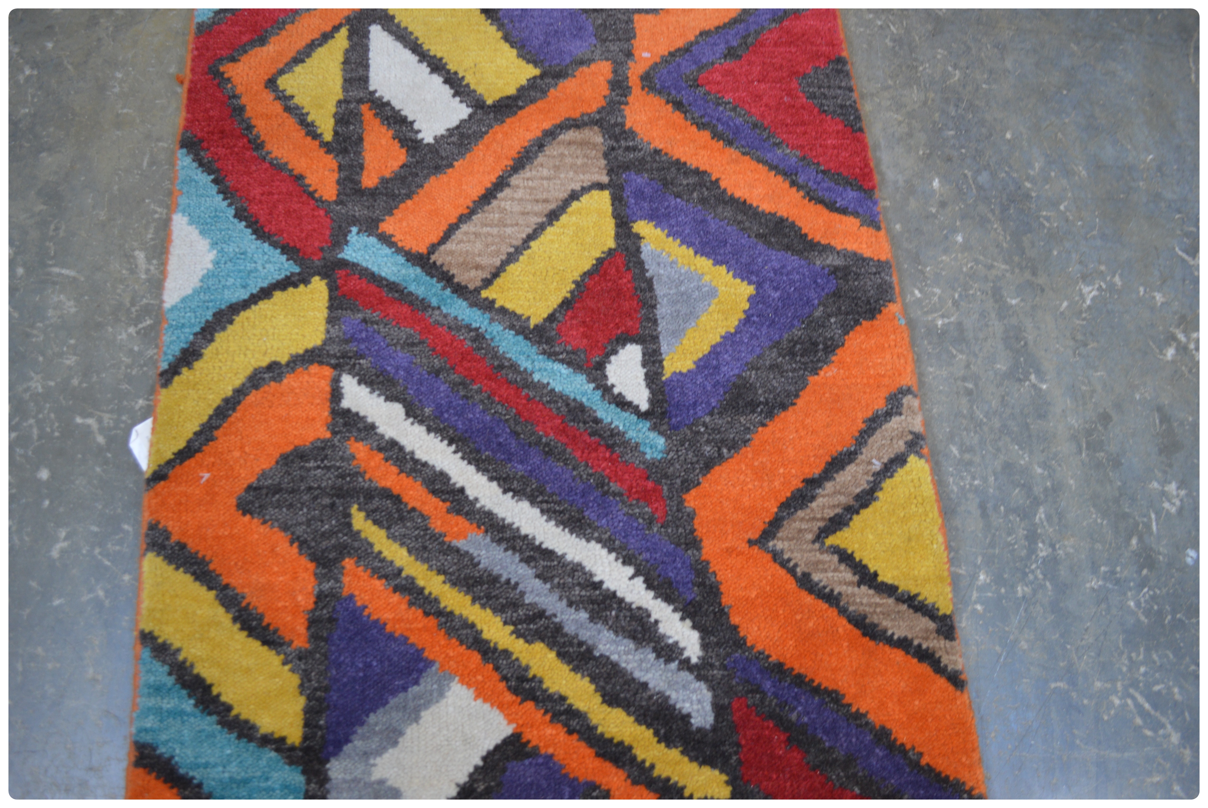 2'3 x 8' Hand-Knotted Indo-Persian Geometric Wool Runner from The Rug Gallery