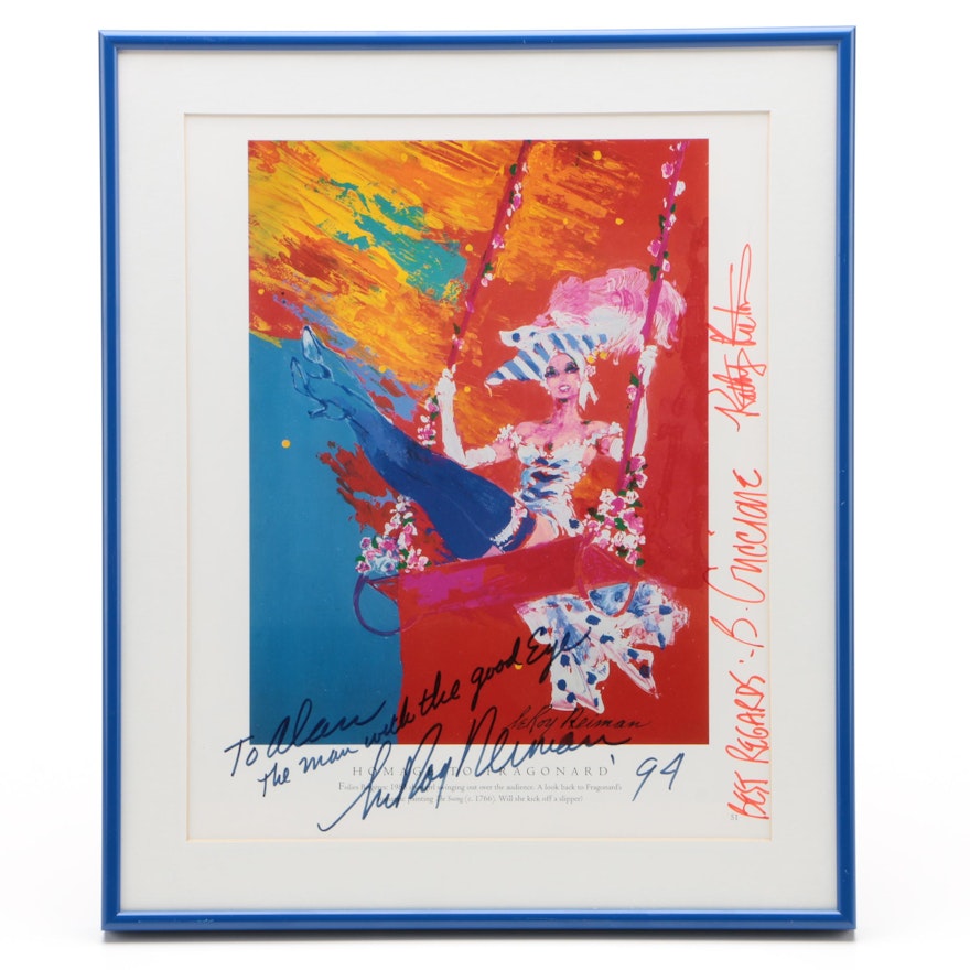 Framed LeRoy Neiman, Bob Guccione and Kathy Keeton Signed Print