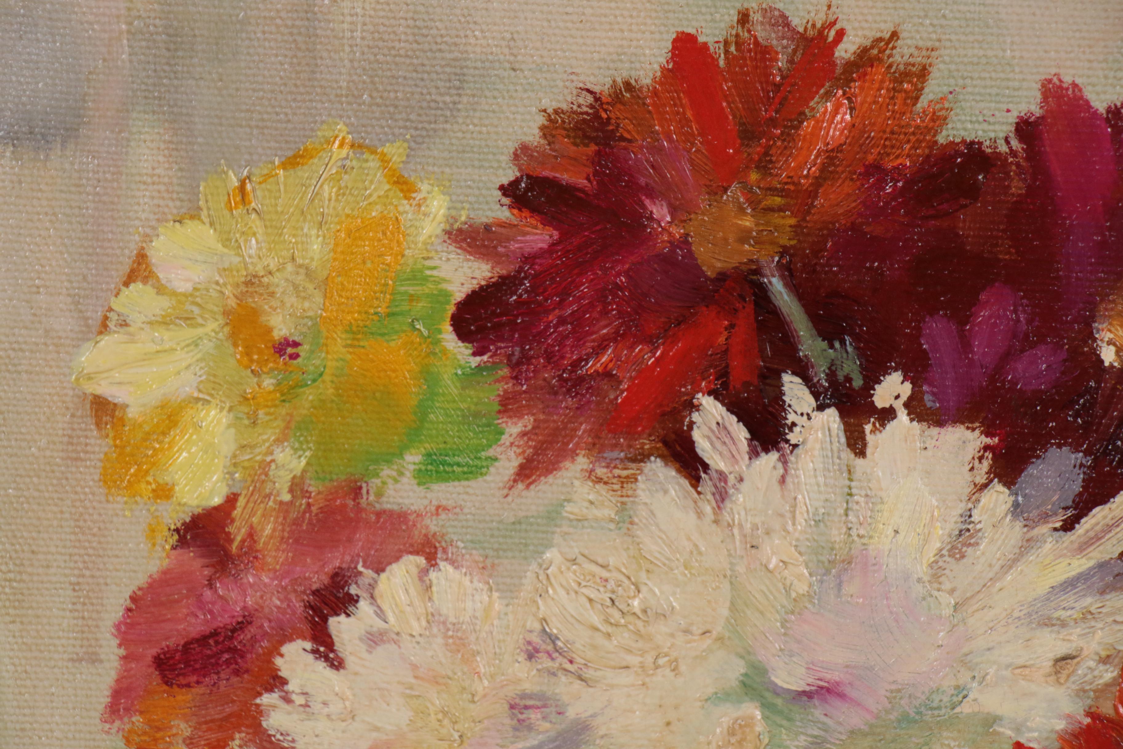 Martin Rettig Floral Still Life Oil Painting, Mid 20th Century