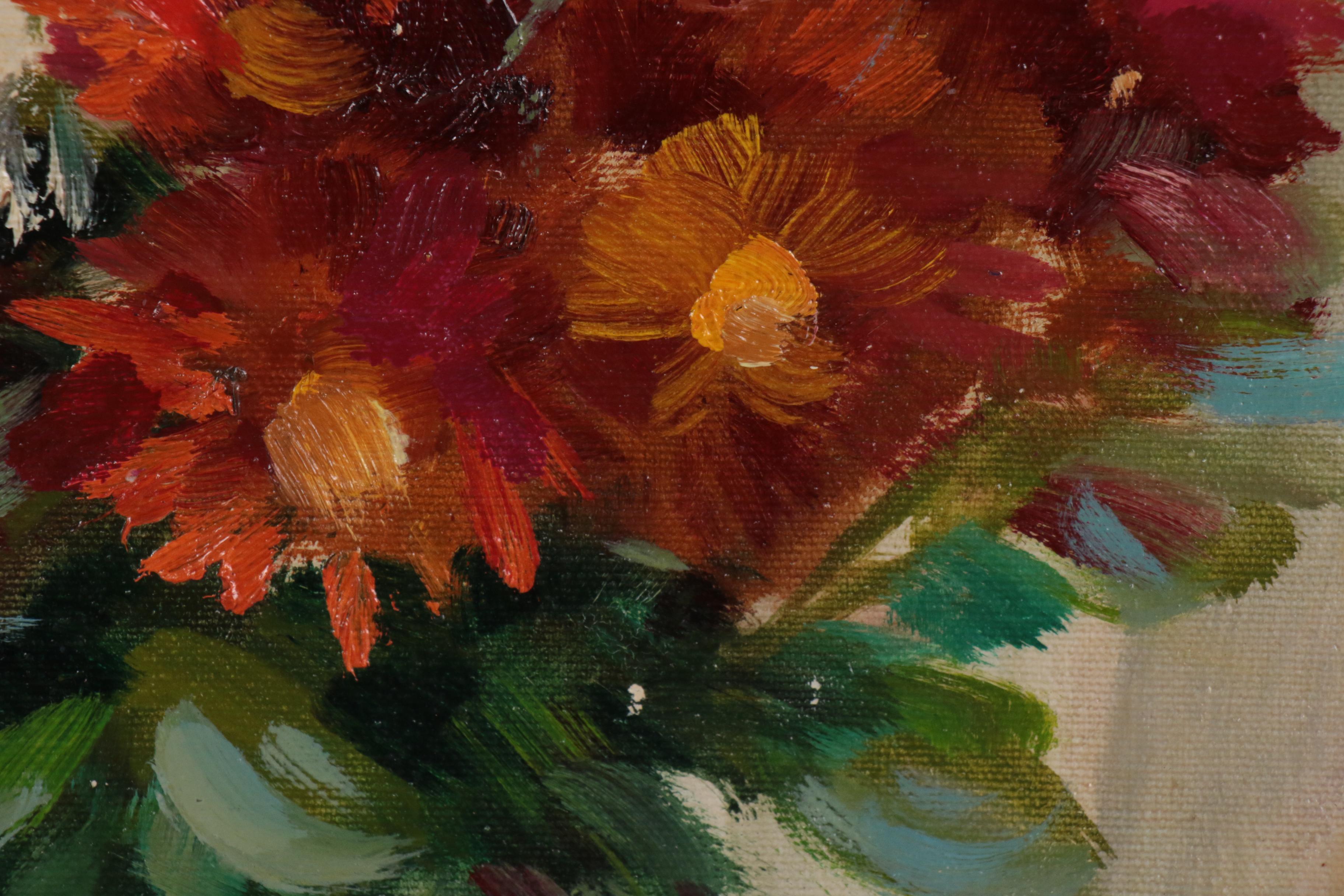 Martin Rettig Floral Still Life Oil Painting, Mid 20th Century