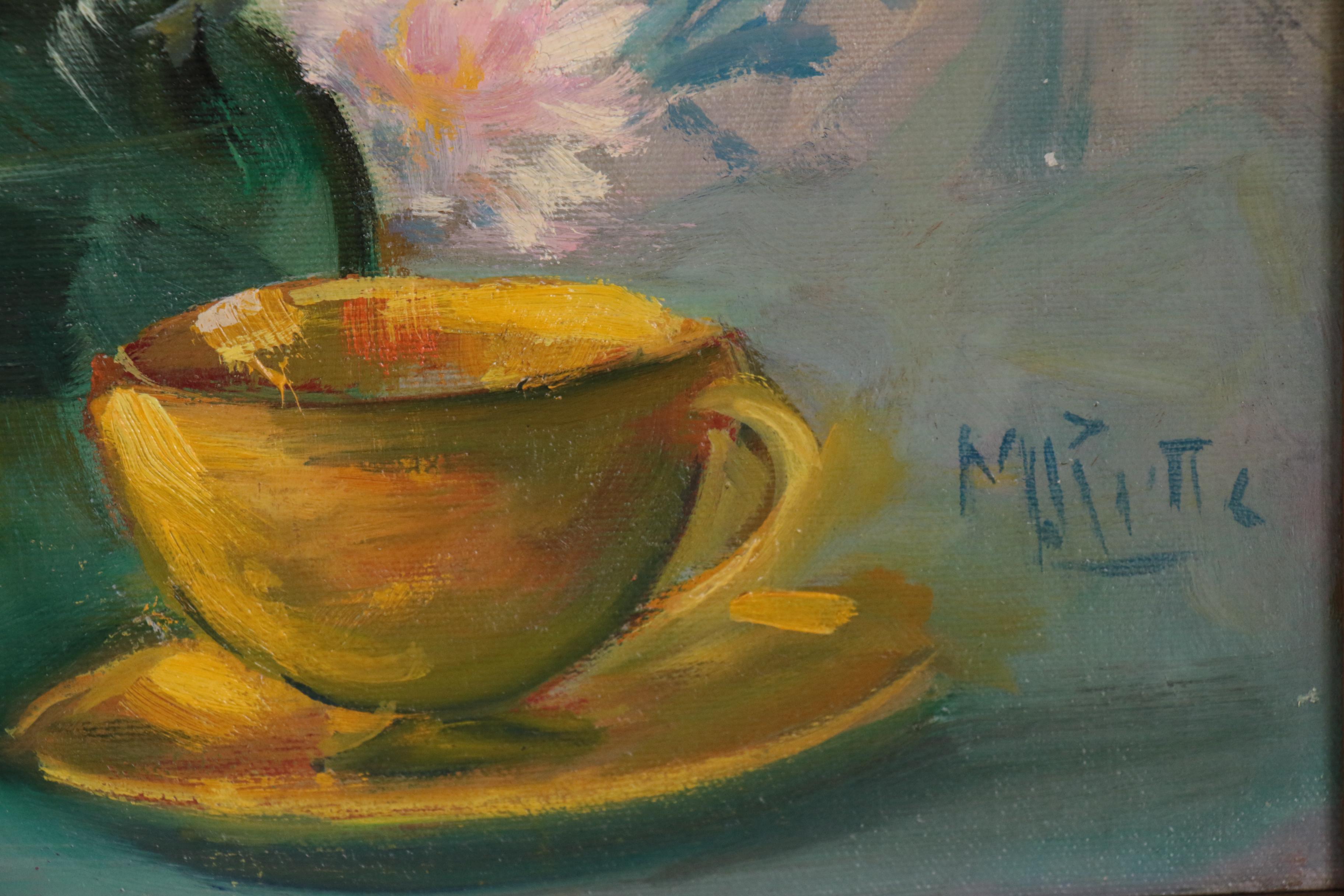 Martin Rettig Floral Still Life Oil Painting, Mid 20th Century