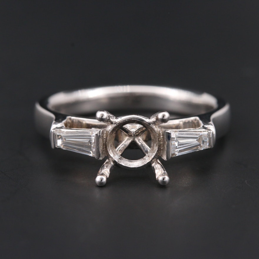 18K White Gold Diamond Semi-Mount Ring