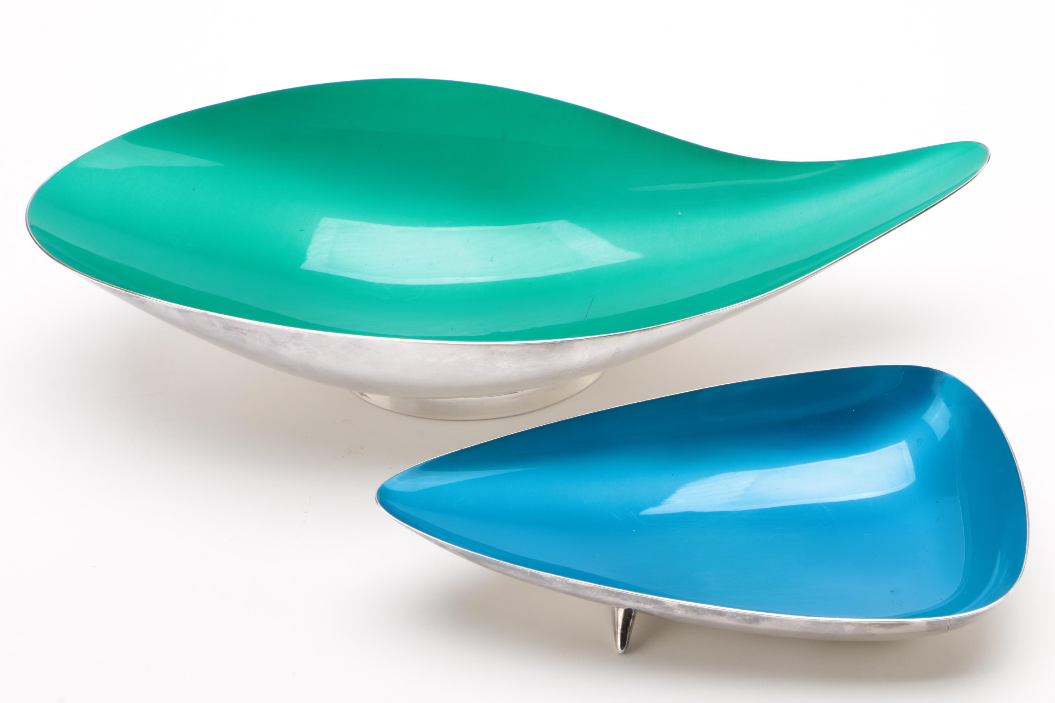 John Prip, Reed & Barton Free-Form Enameled Silver Plate Bowls and More, Vintage