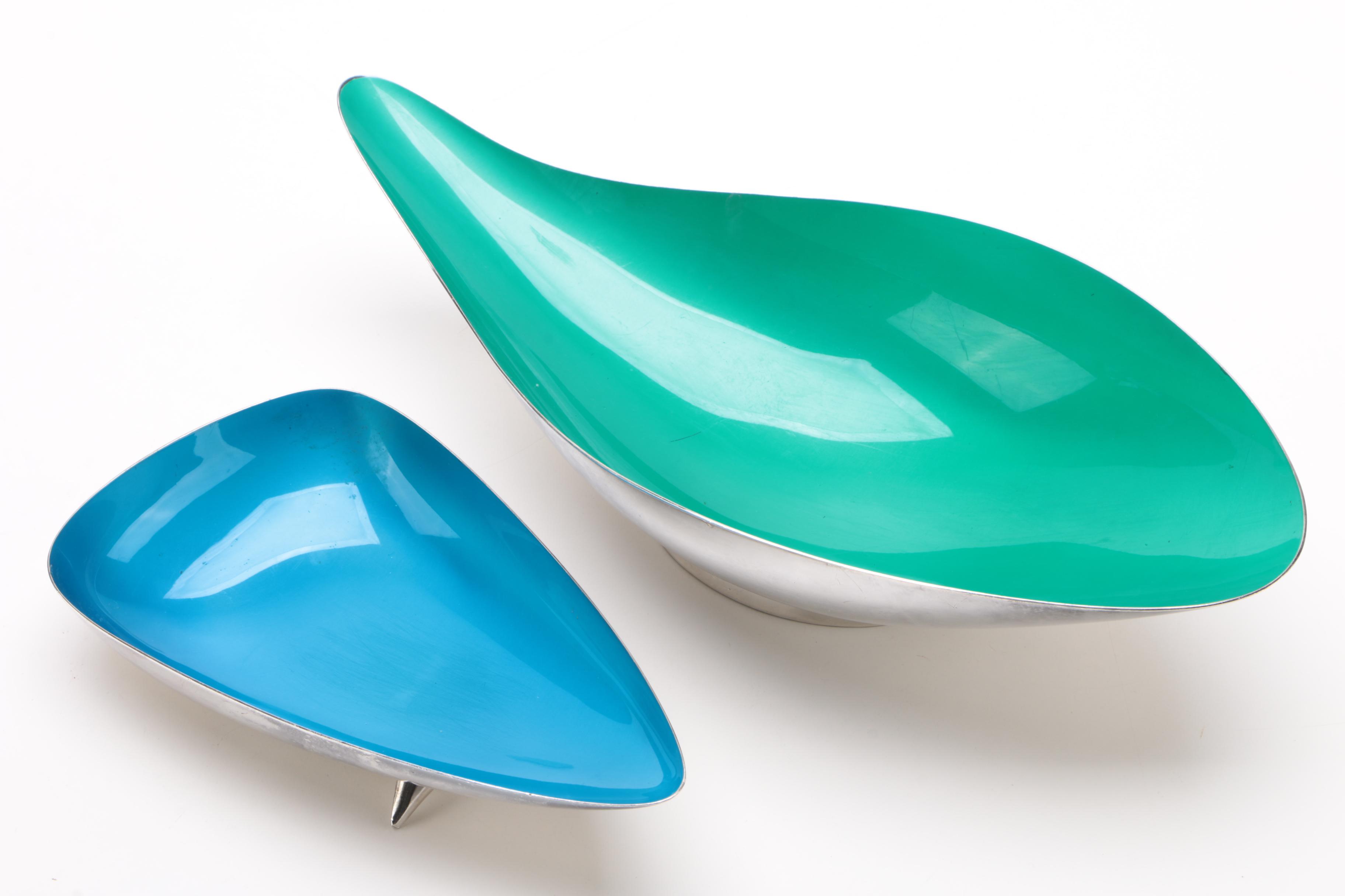 John Prip, Reed & Barton Free-Form Enameled Silver Plate Bowls and More, Vintage