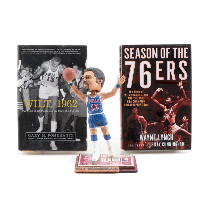 Wilt Chamberlain Philadelphia 76ers Limited Edition Bobblehead Doll and Books