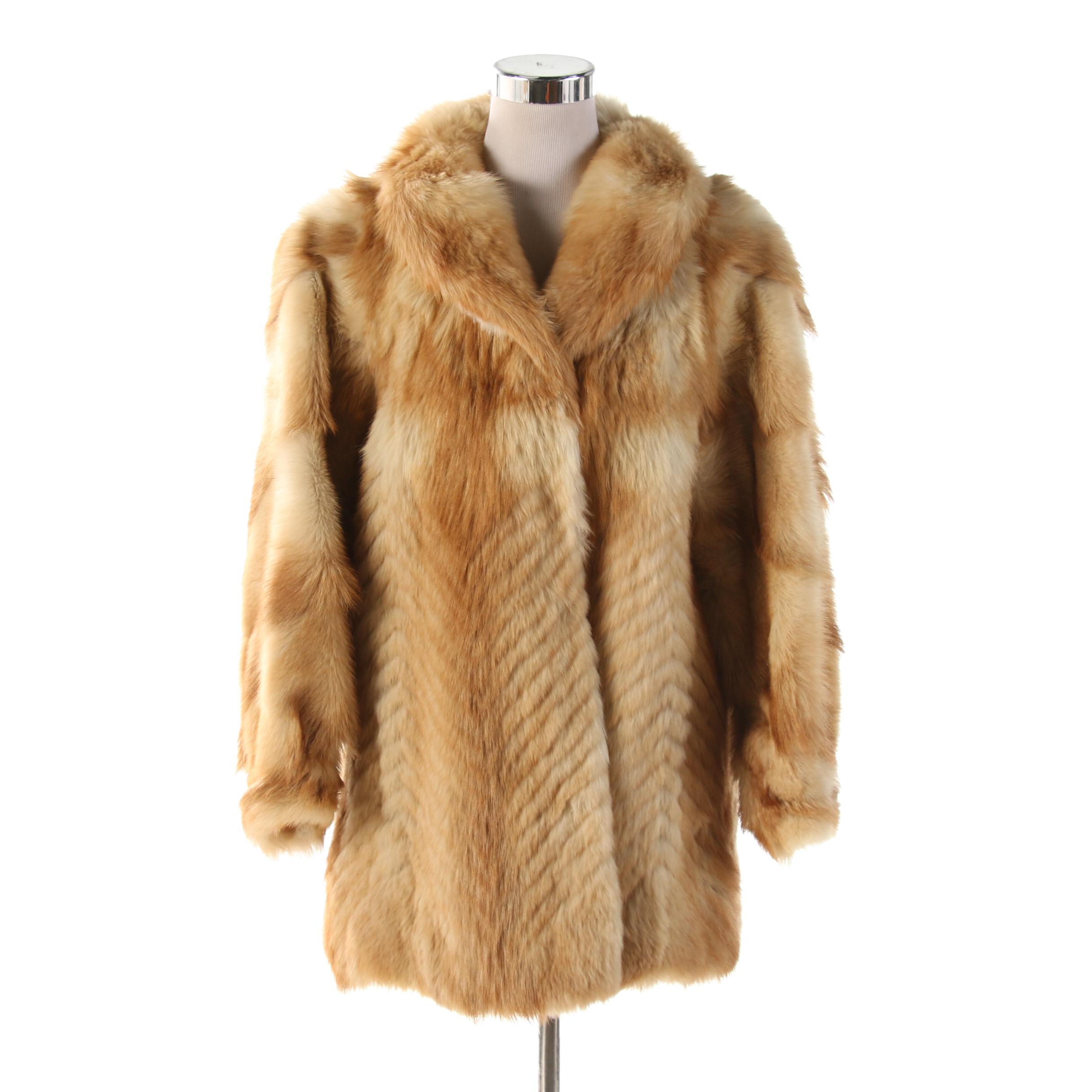 Herringbone Mountain Goat Fur Coat with Echter Pelz Geprüfte Qualität Label