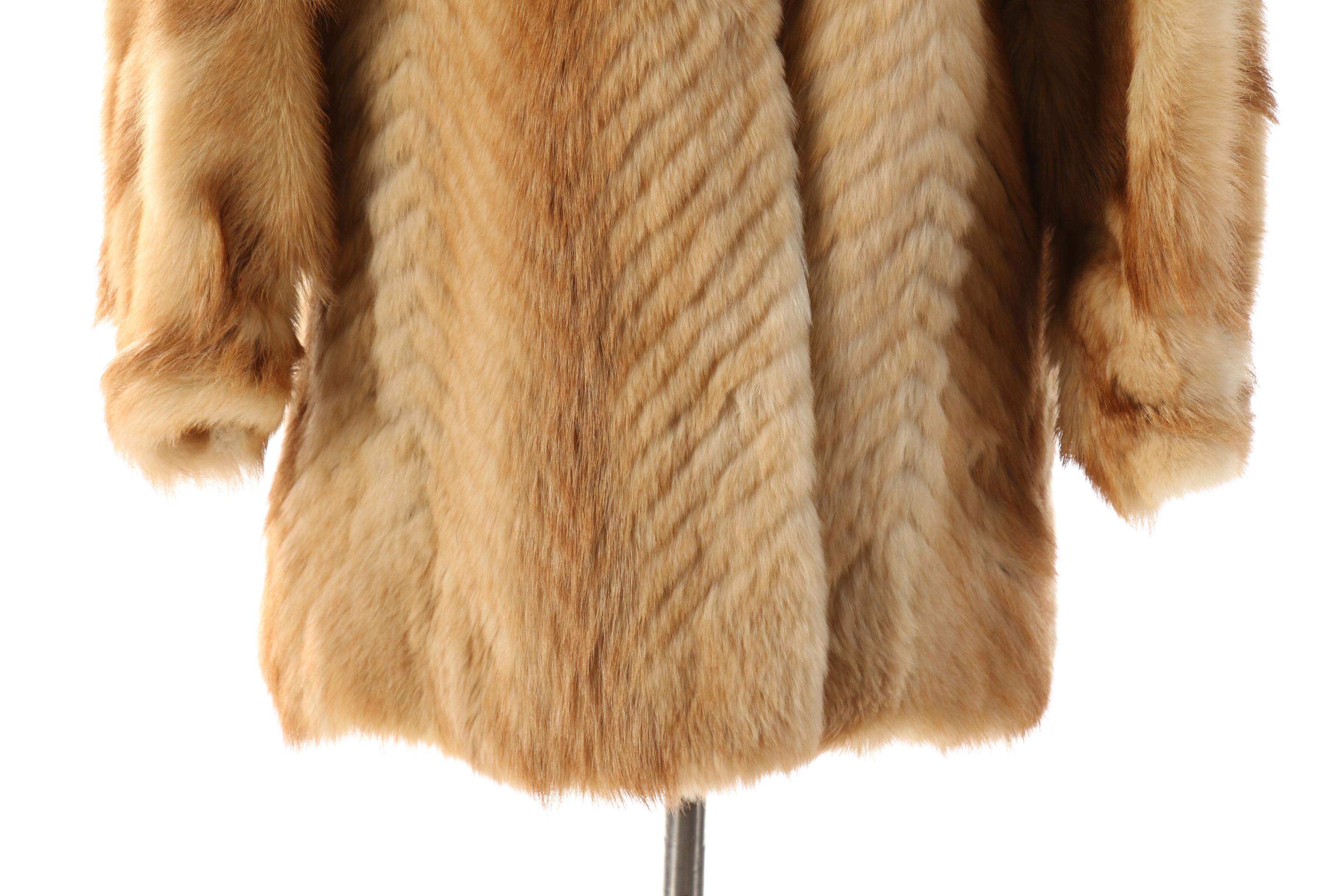 Herringbone Mountain Goat Fur Coat with Echter Pelz Geprüfte Qualität Label
