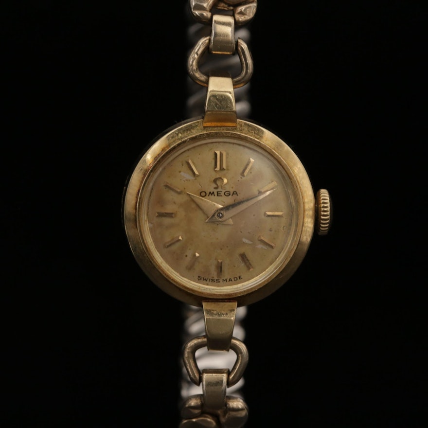 Vintage Omega 14K Yellow Gold Trésor Stem Wind  Wristwatch, Circa 1952