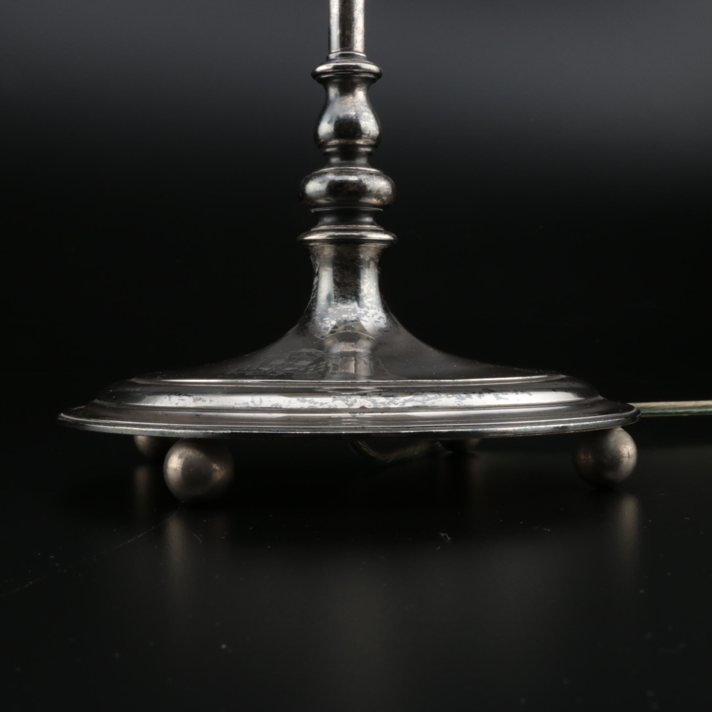 Tiffany & Co. Sterling Silver Converted Heraldic Candlestick Lamps