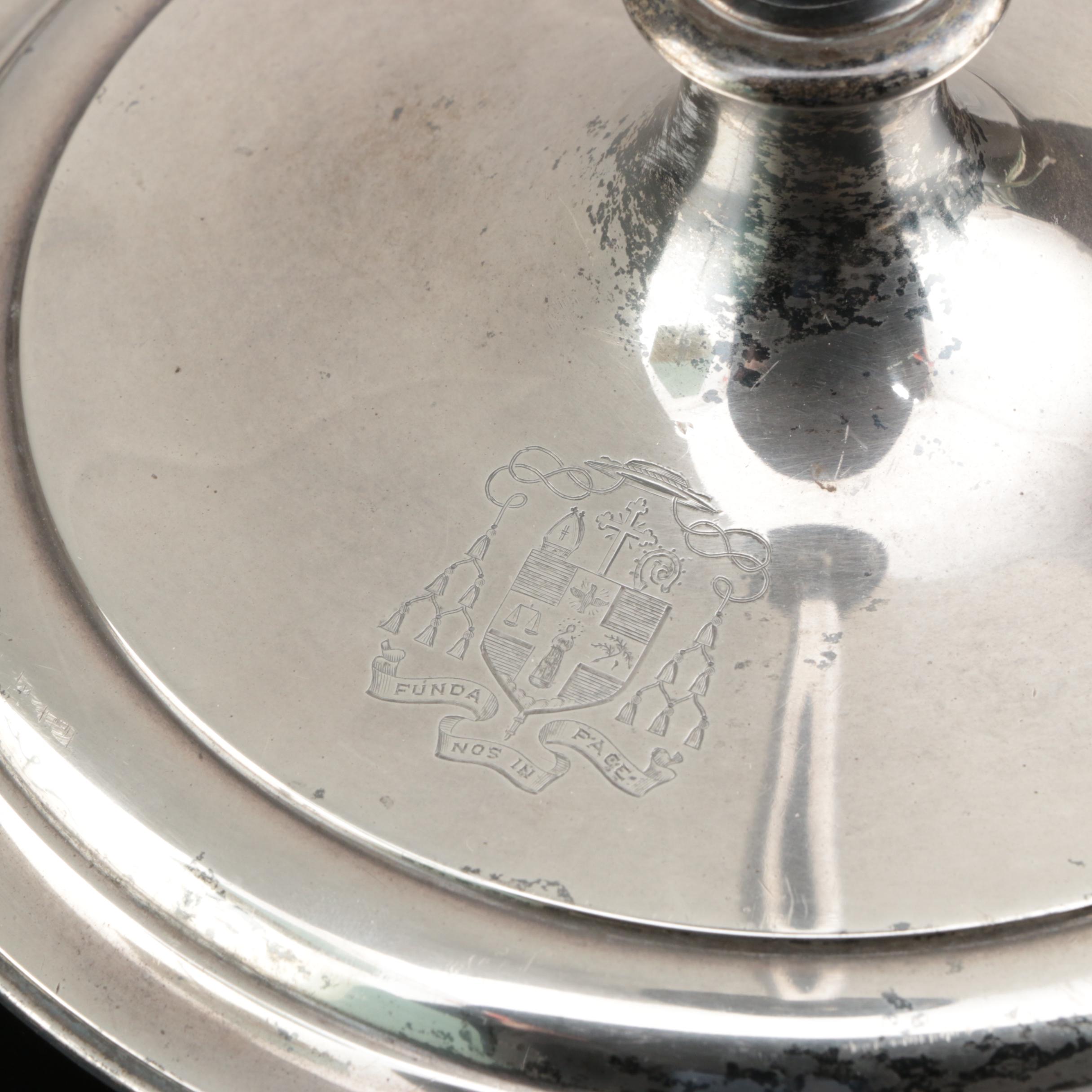 Tiffany & Co. Sterling Silver Converted Heraldic Candlestick Lamps