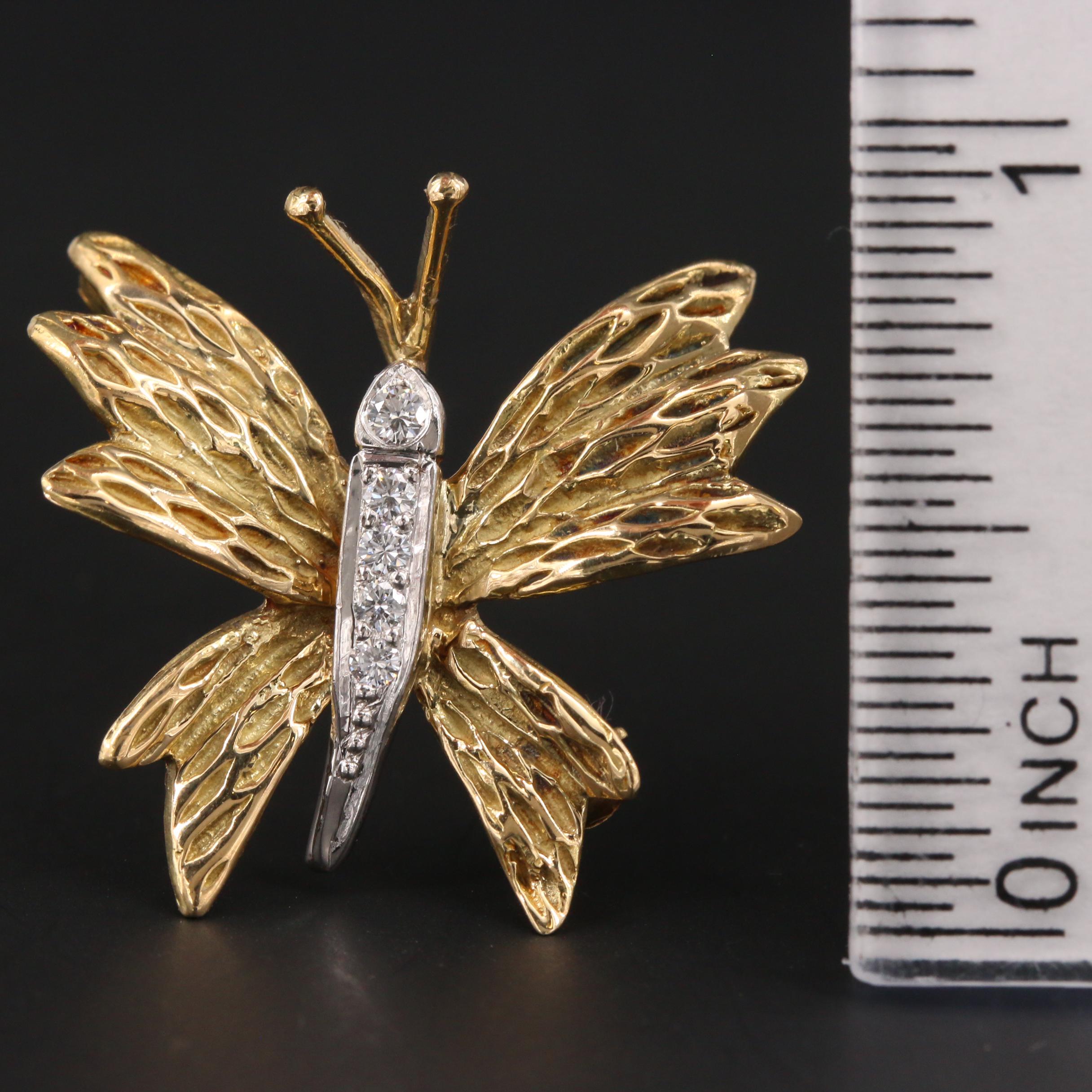 Tiffany & Co. 18K Yellow Gold and Platinum Diamond Butterfly Brooch