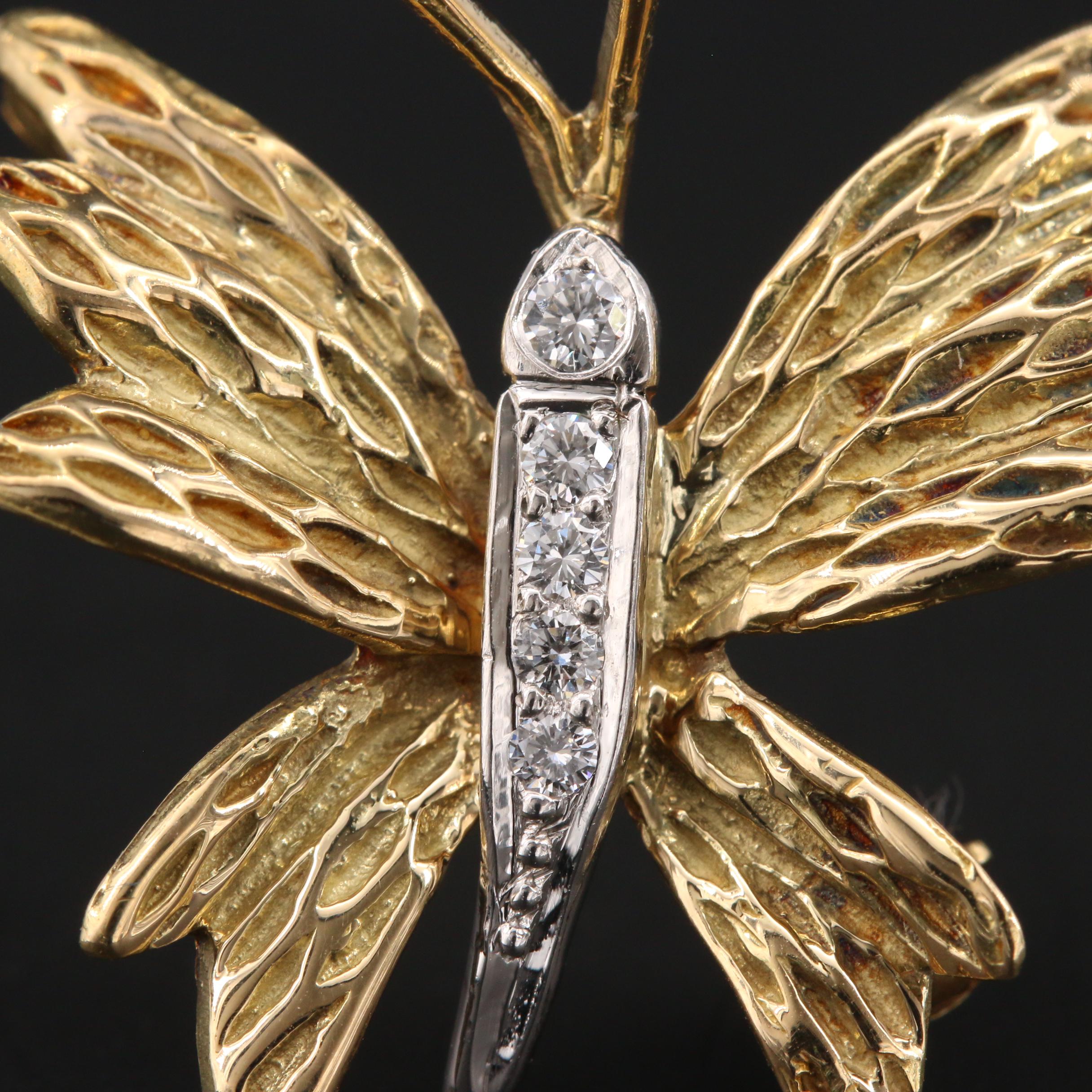 Tiffany & Co. 18K Yellow Gold and Platinum Diamond Butterfly Brooch