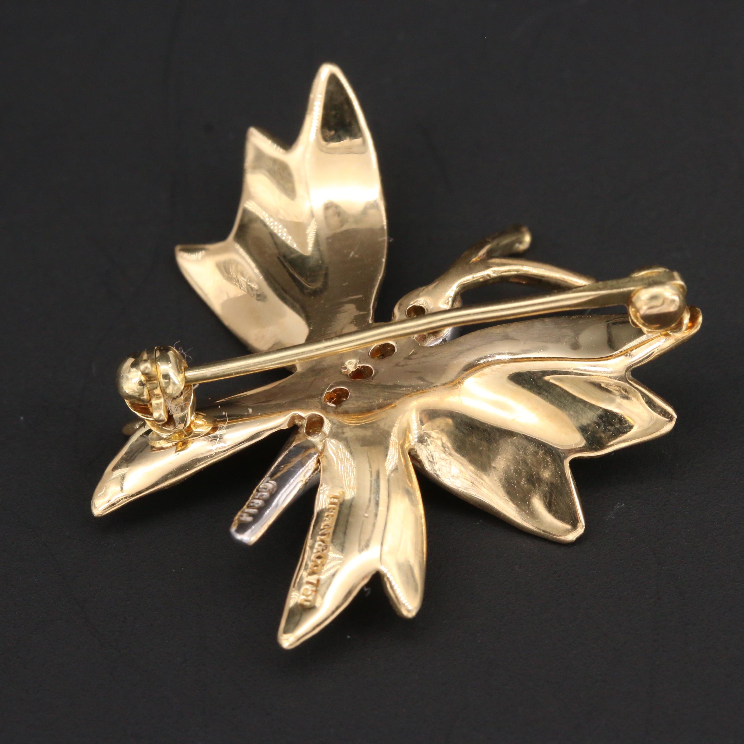 Tiffany & Co. 18K Yellow Gold and Platinum Diamond Butterfly Brooch
