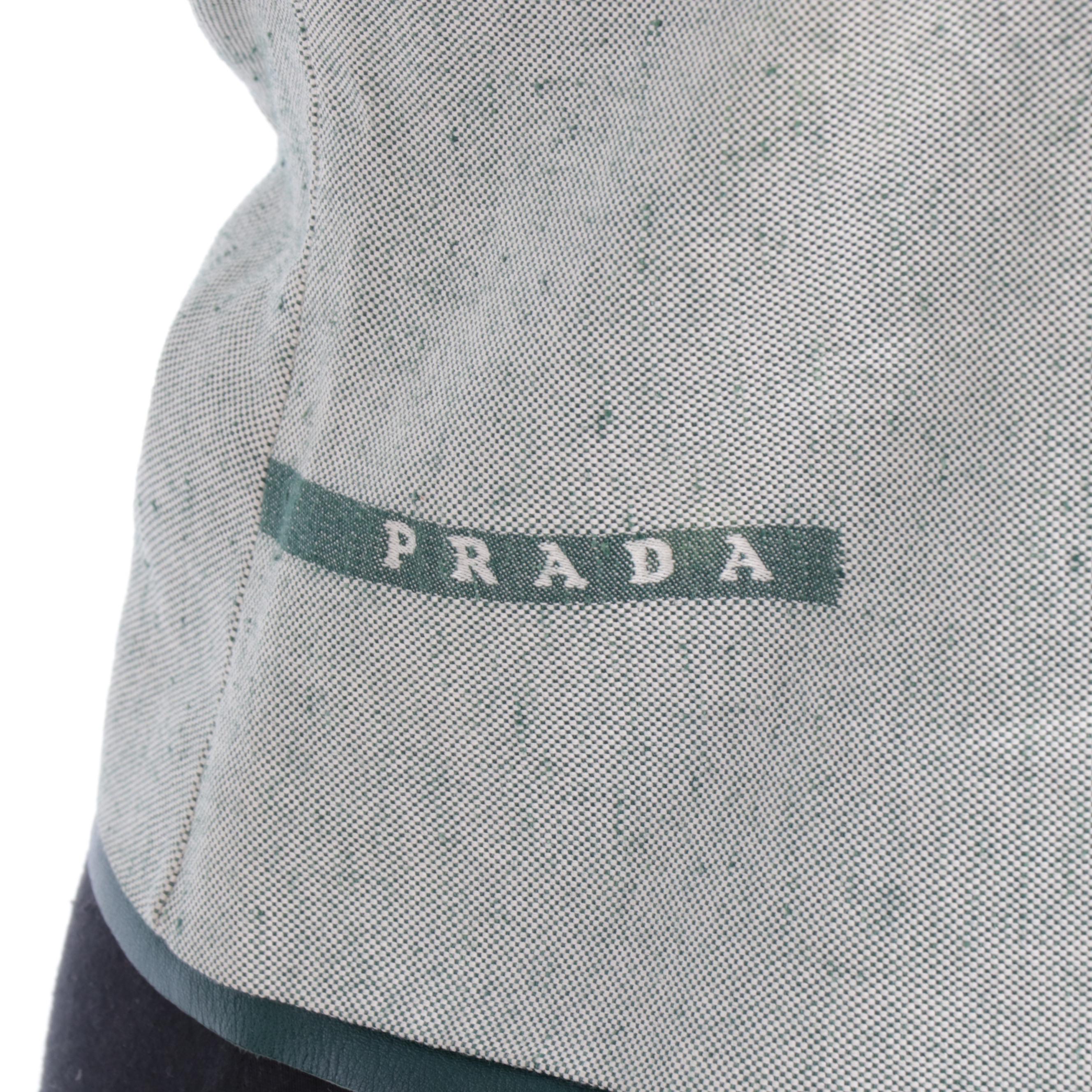 Prada Sleeveless Top with Green Leather Trim