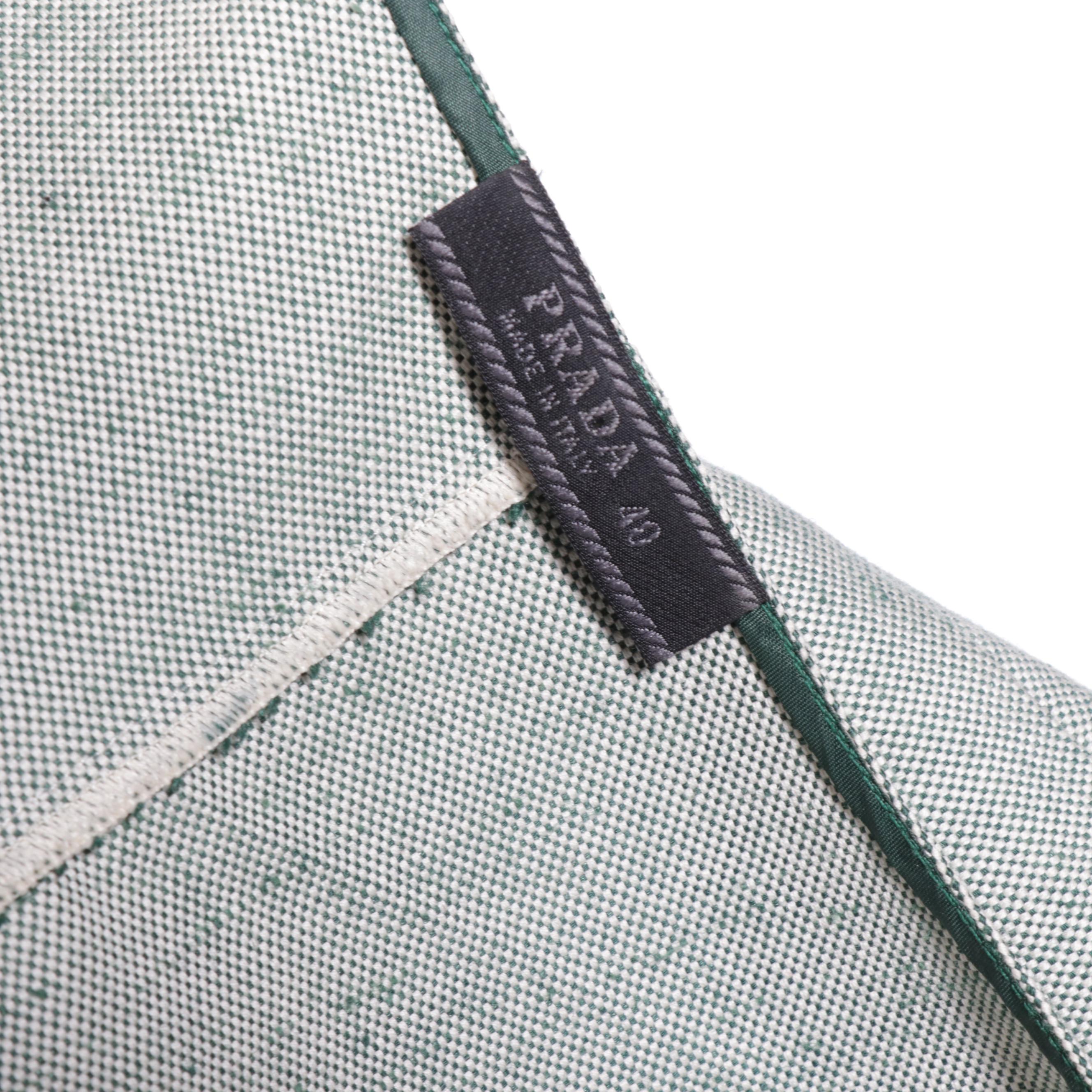 Prada Sleeveless Top with Green Leather Trim