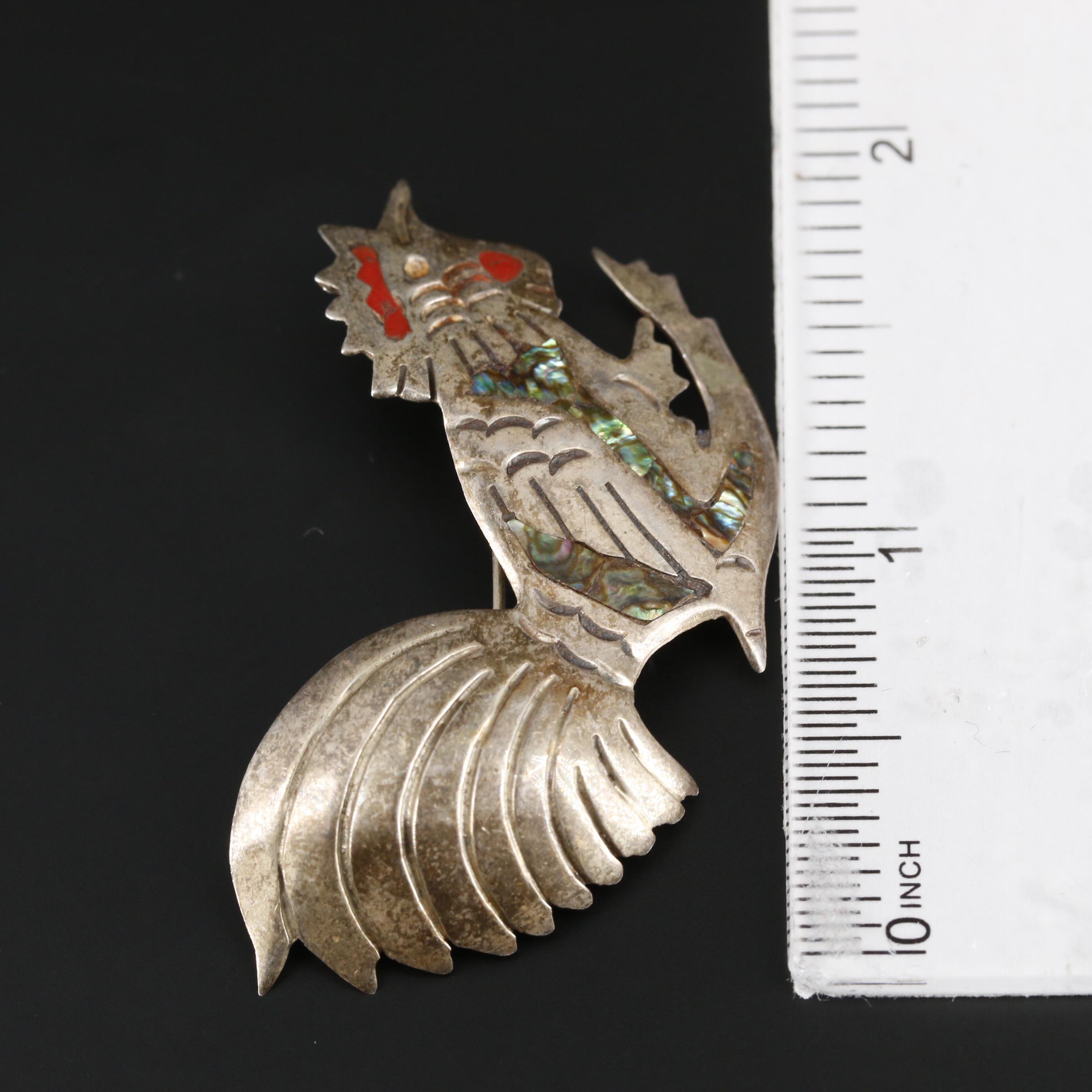 Taxco Sterling Silver Abalone and Enamel Animal Jewelry