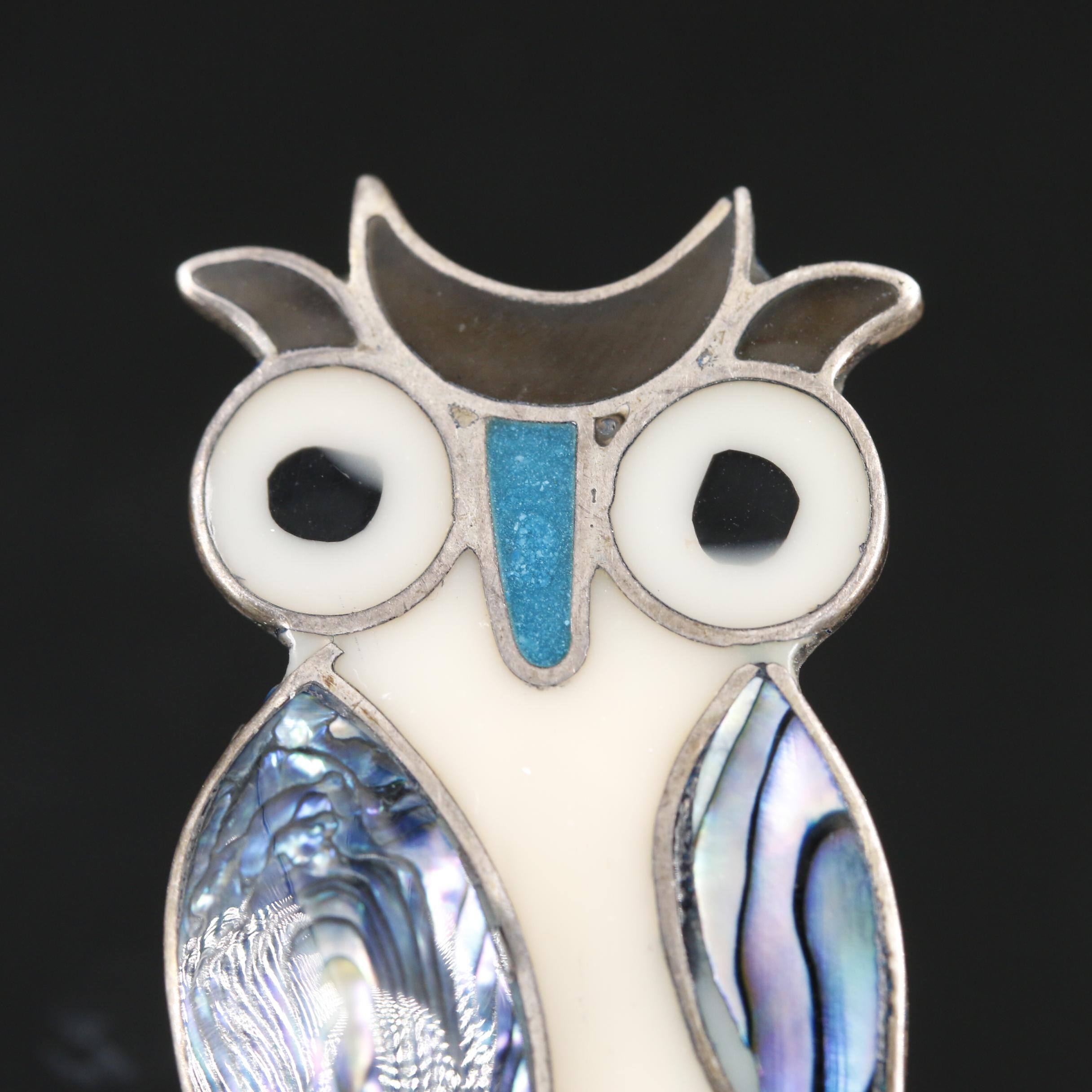 Taxco Sterling Silver Abalone and Enamel Animal Jewelry