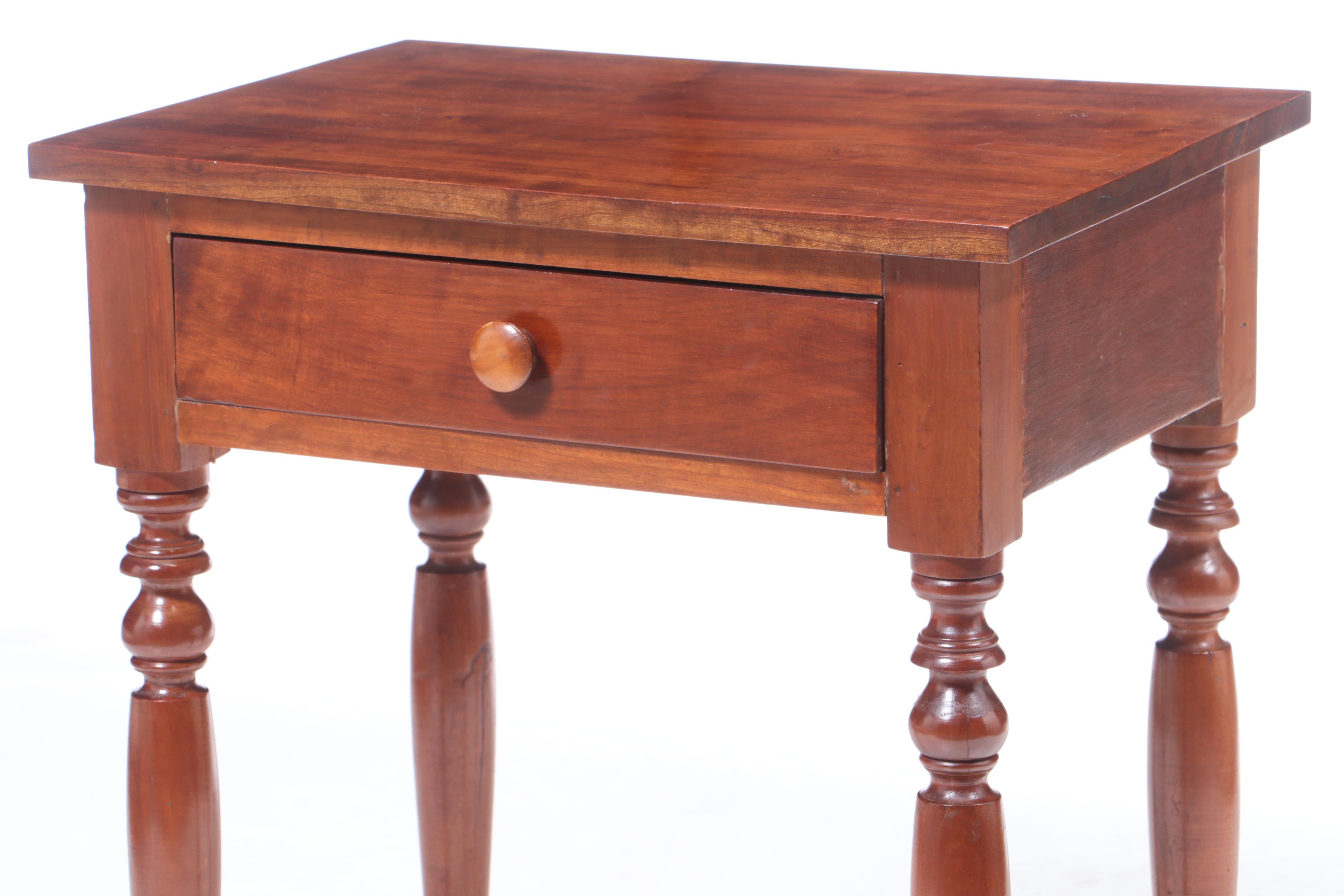 American Primitive One-Drawer Cherry Table, Mid-19th Century