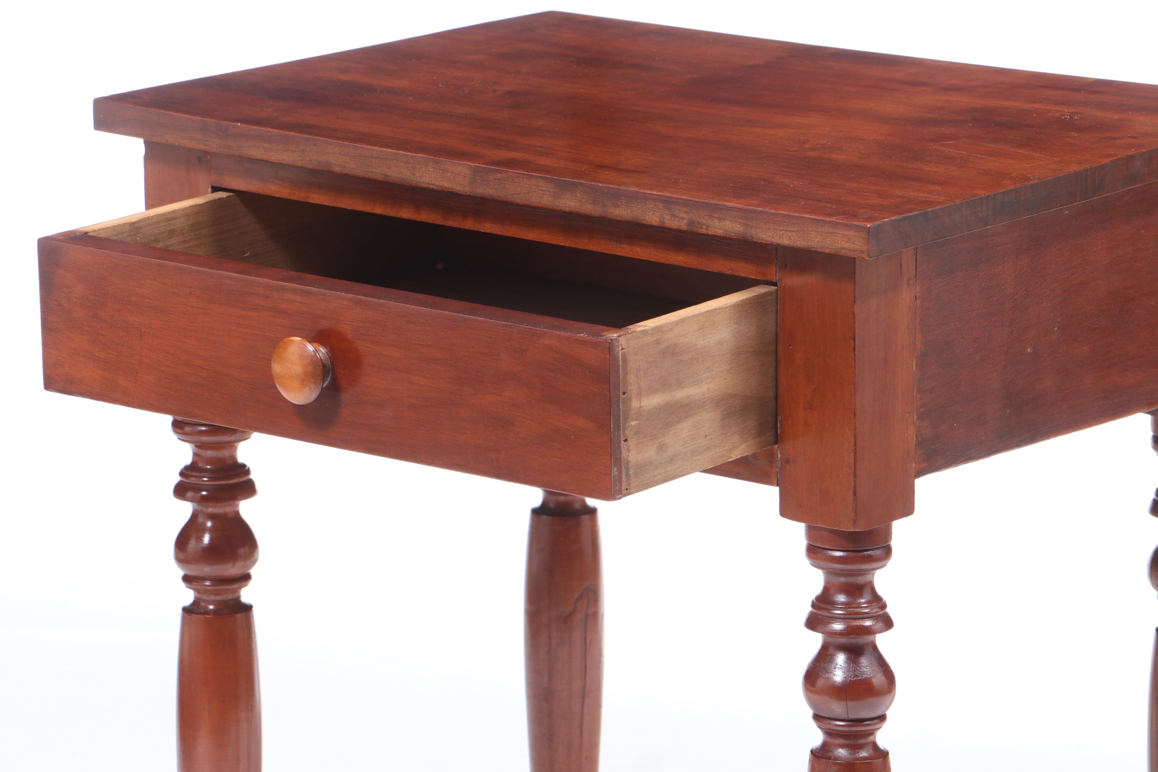 American Primitive One-Drawer Cherry Table, Mid-19th Century