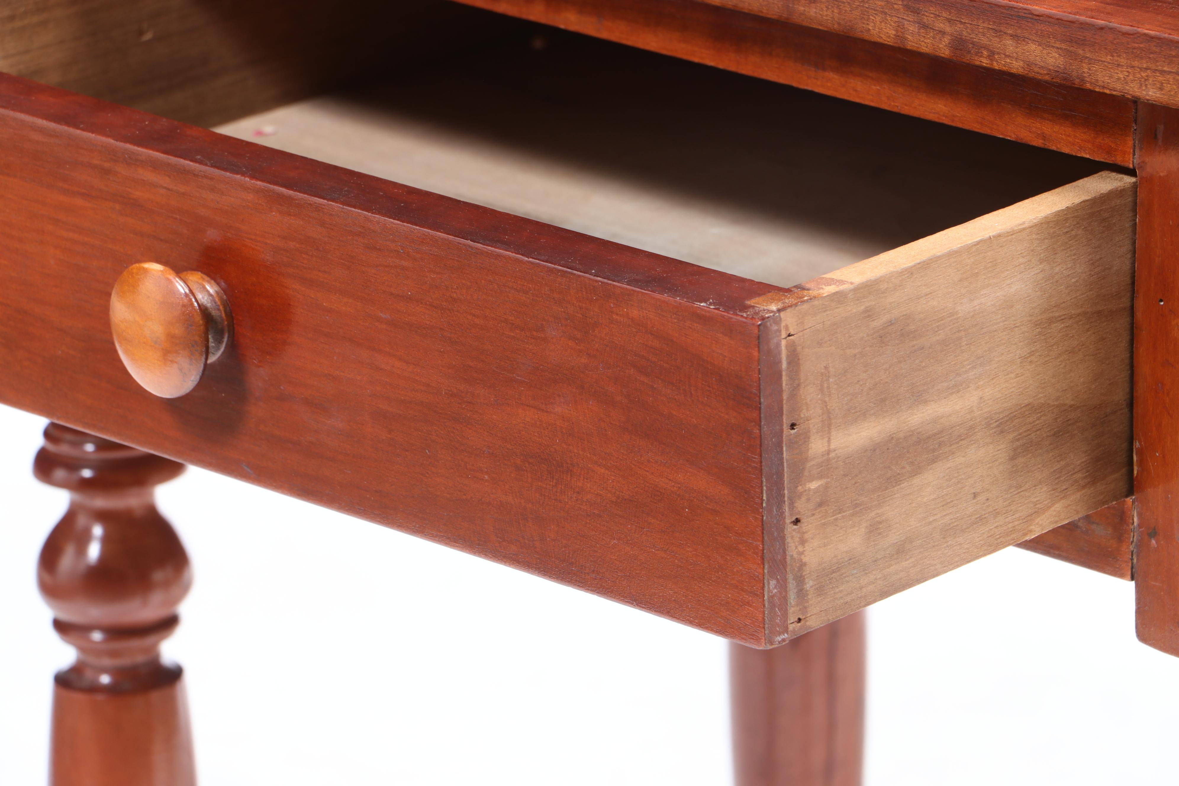 American Primitive One-Drawer Cherry Table, Mid-19th Century