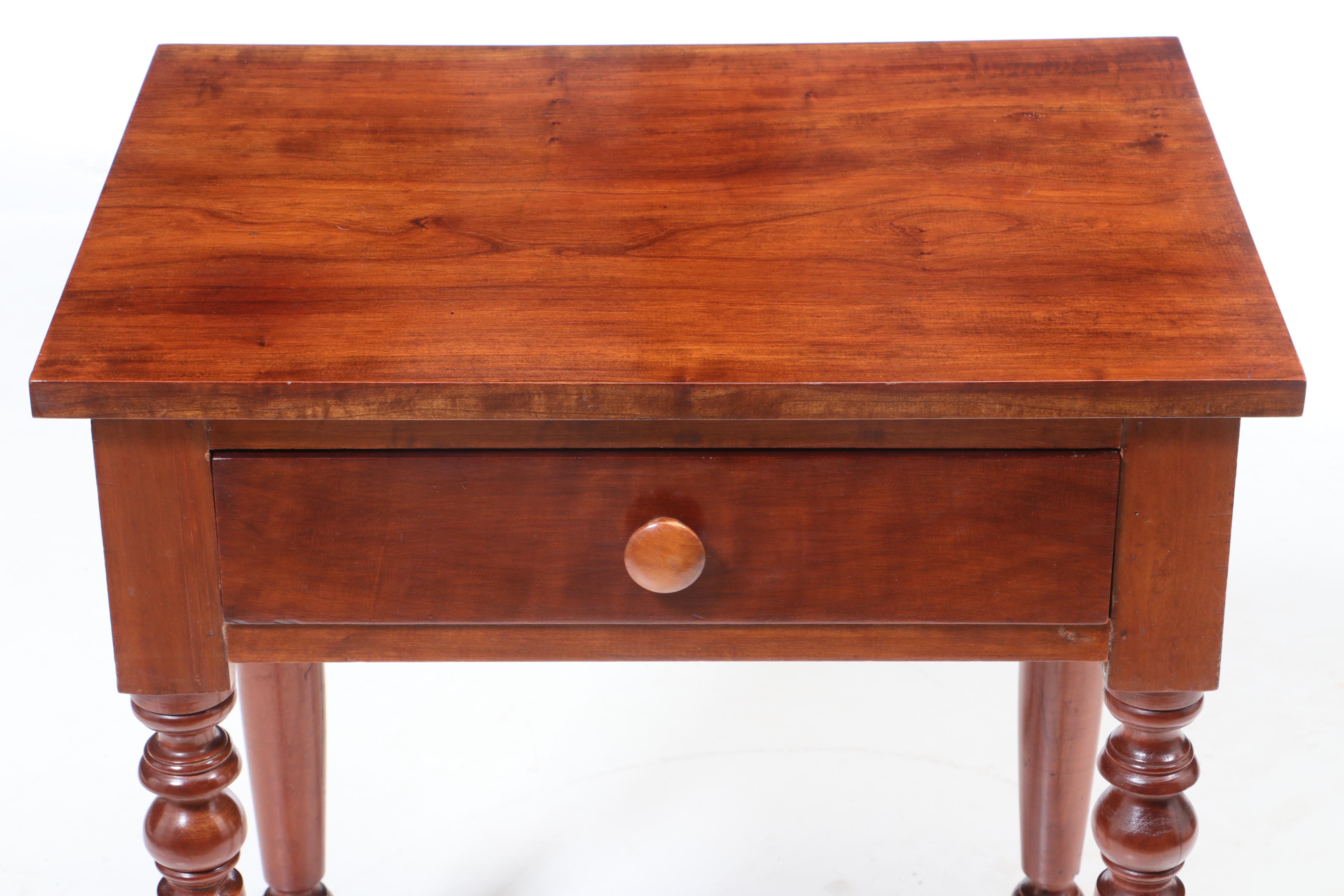 American Primitive One-Drawer Cherry Table, Mid-19th Century