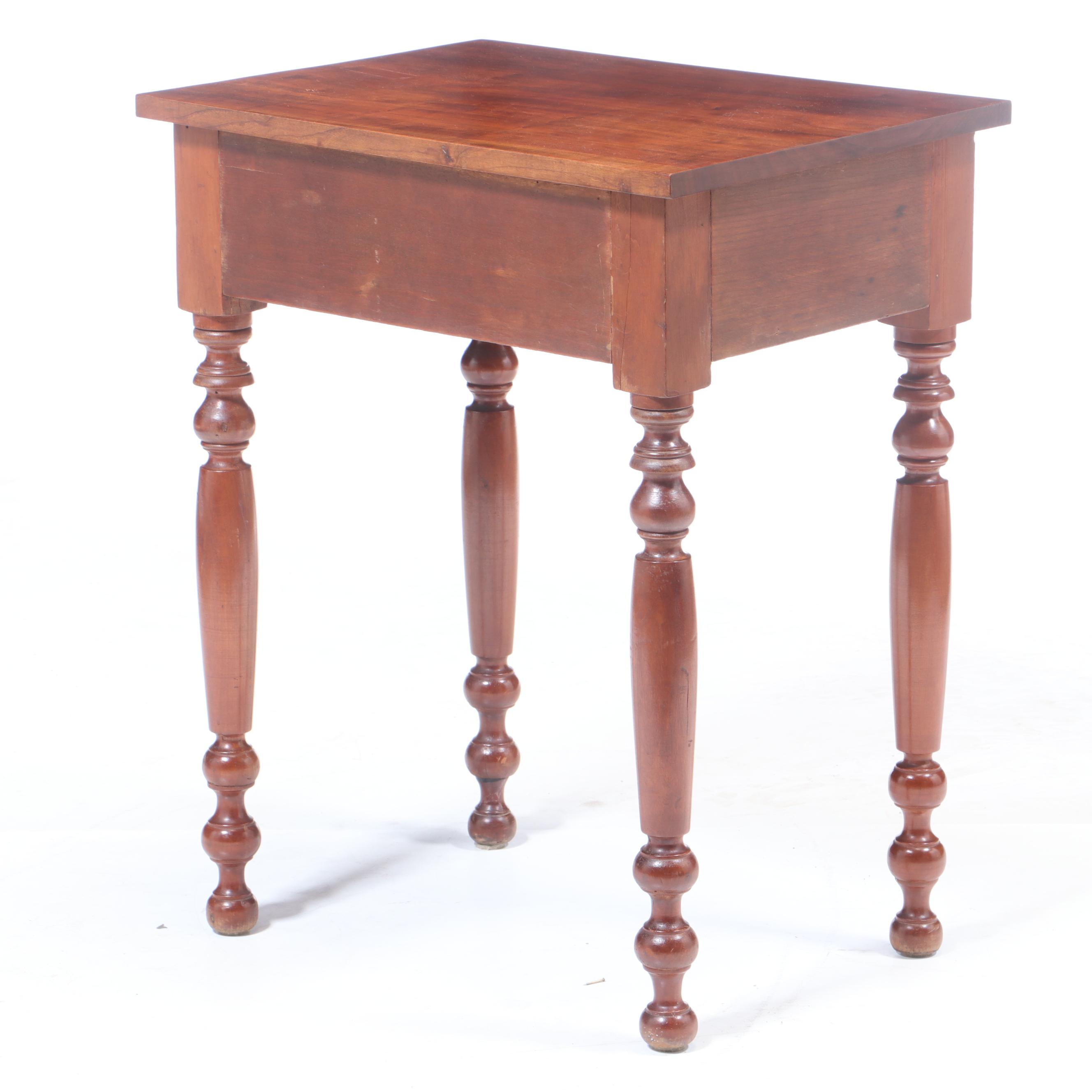 American Primitive One-Drawer Cherry Table, Mid-19th Century