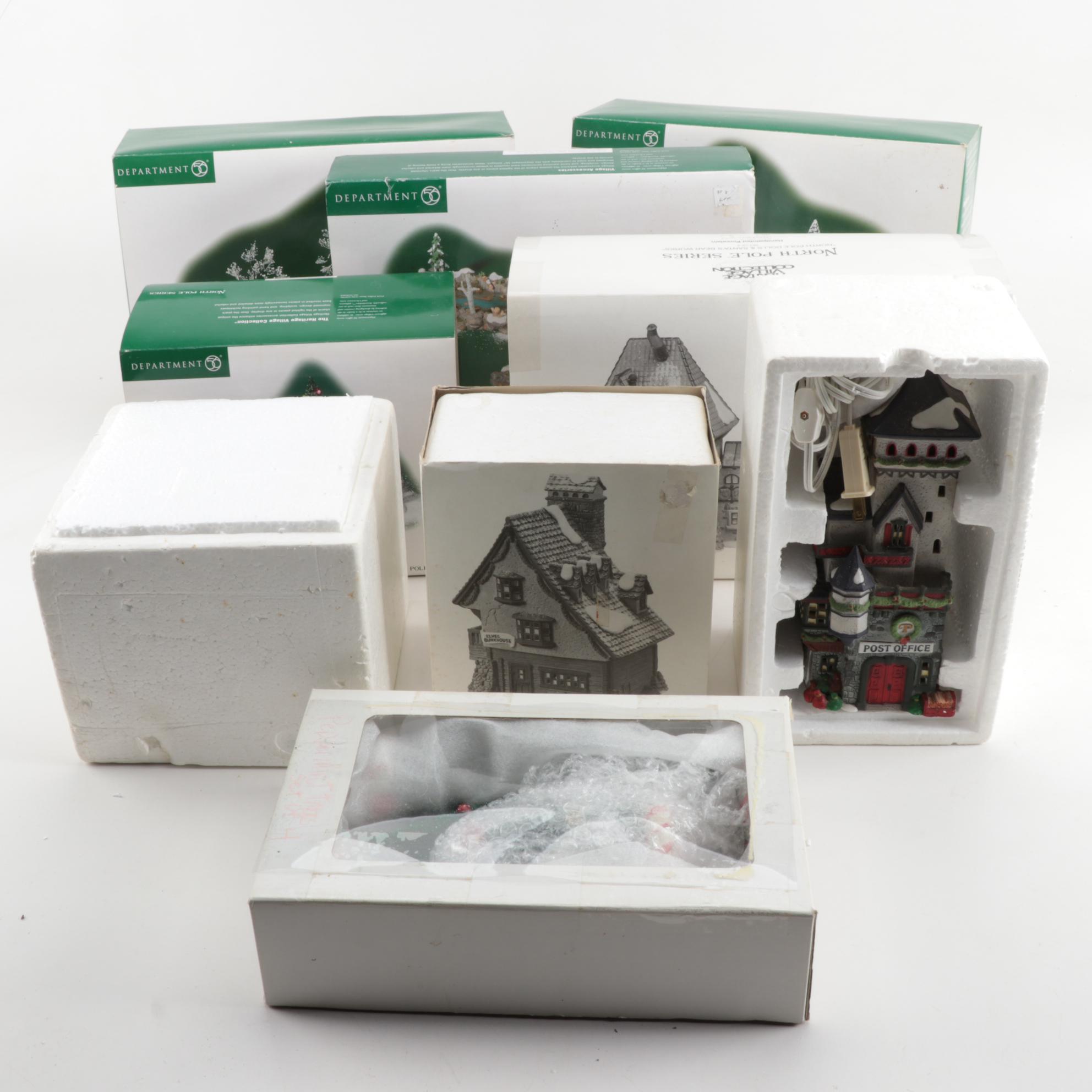 Department 56 "North Pole" Series Buildings with Landscape Accessories