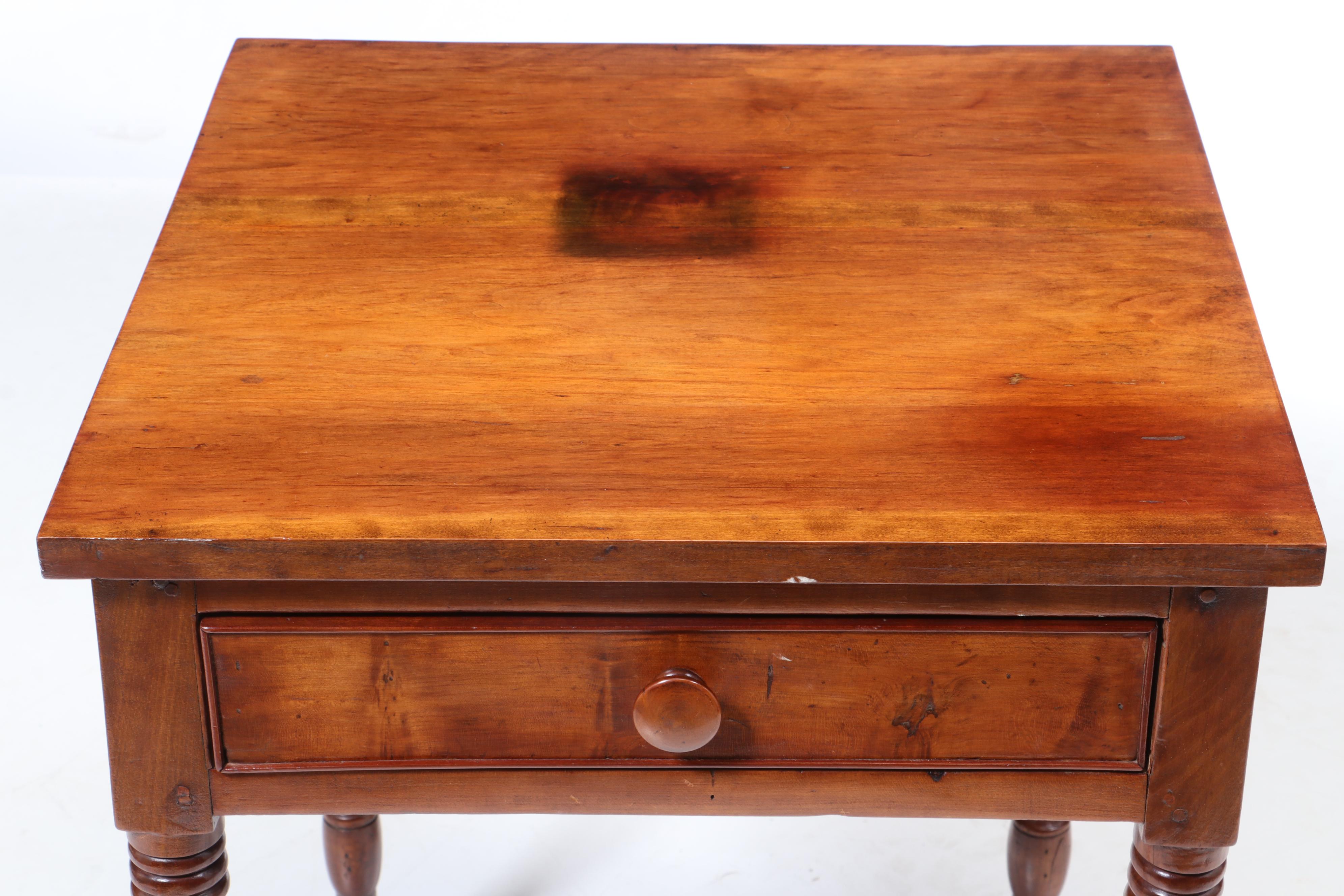 American Primitive Cherry One-Drawer Table, Mid-19th Century