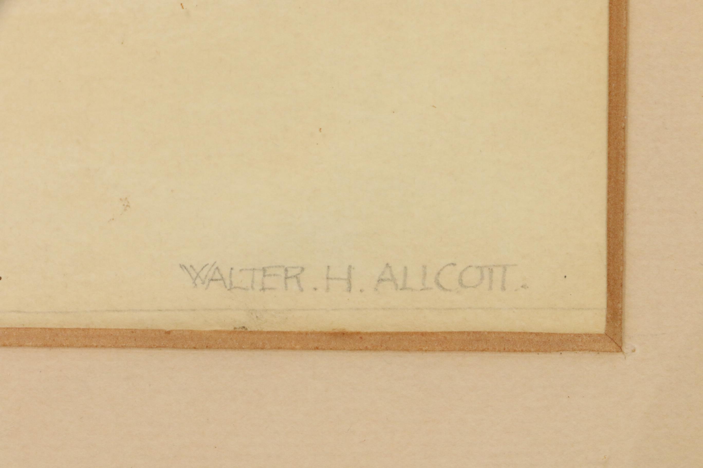 Walter Herbert Allcott Street Scene Watercolor Painting, 20th Century