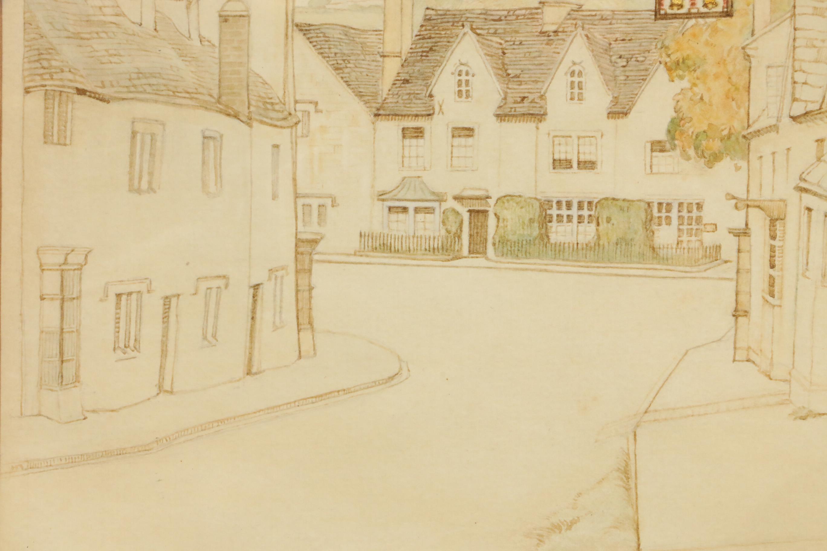 Walter Herbert Allcott Street Scene Watercolor Painting, 20th Century